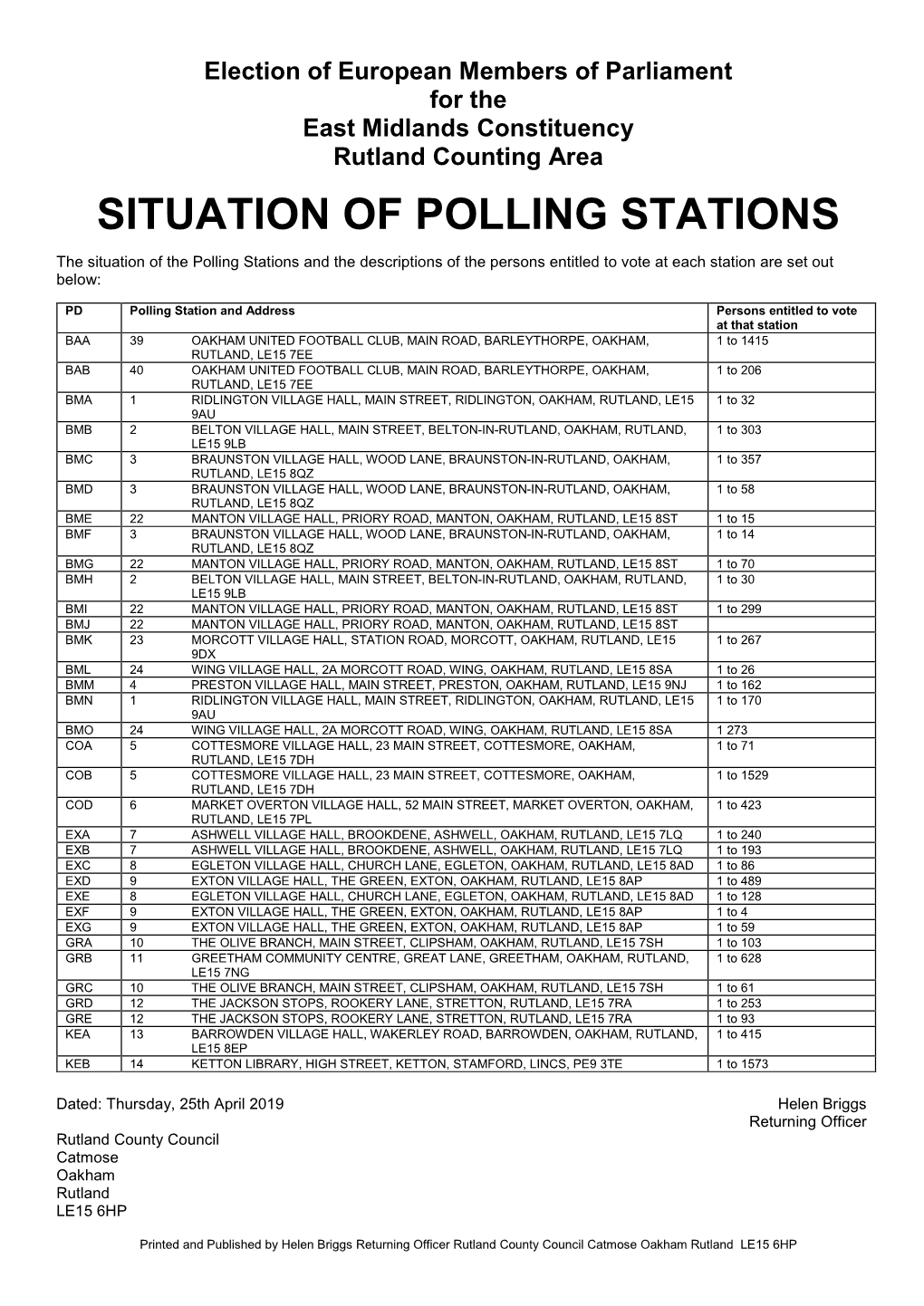 Notice of Poll