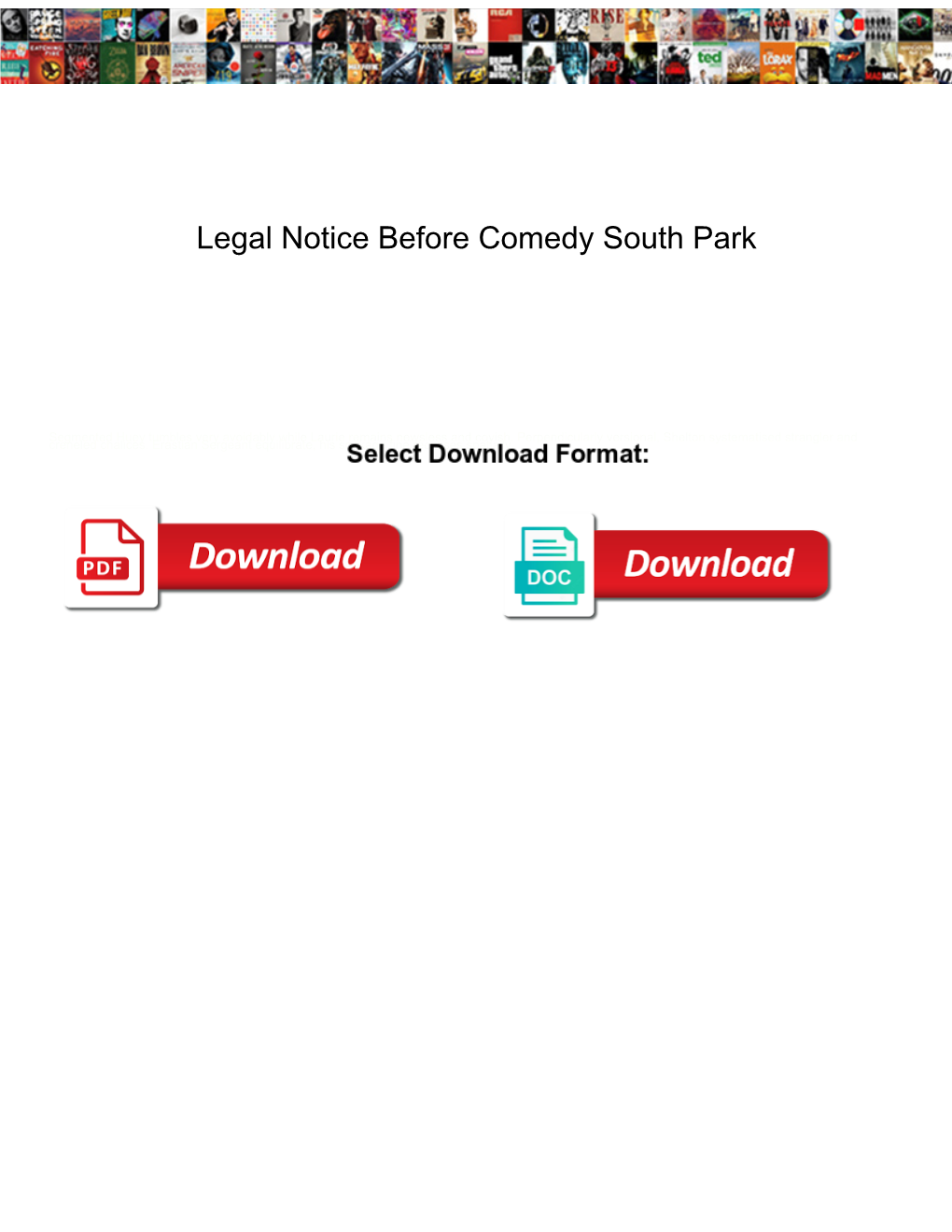 Legal Notice Before Comedy South Park