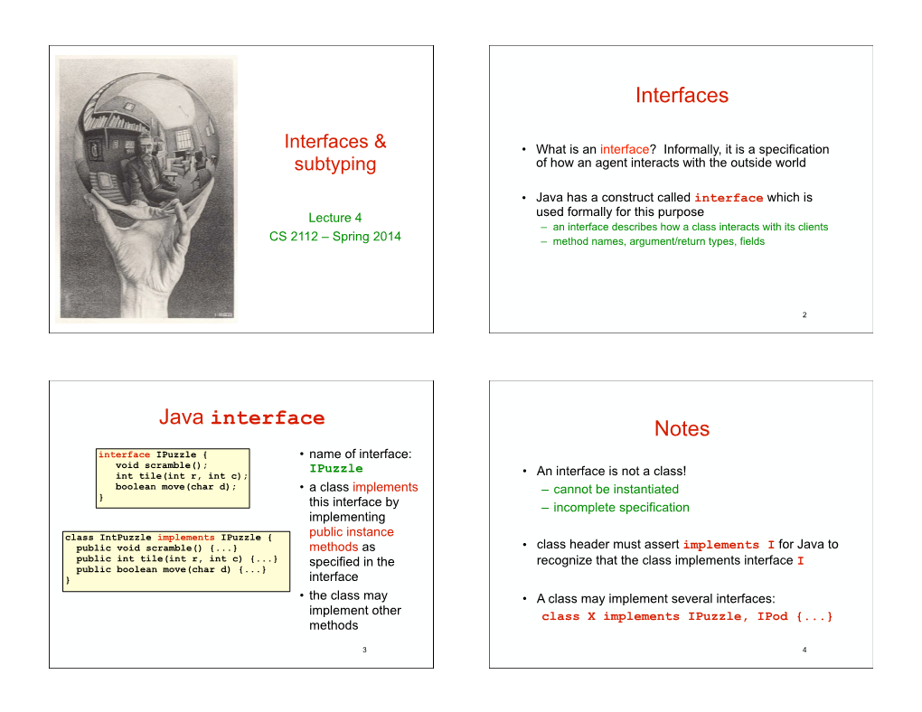 Interfaces Java Interface Notes