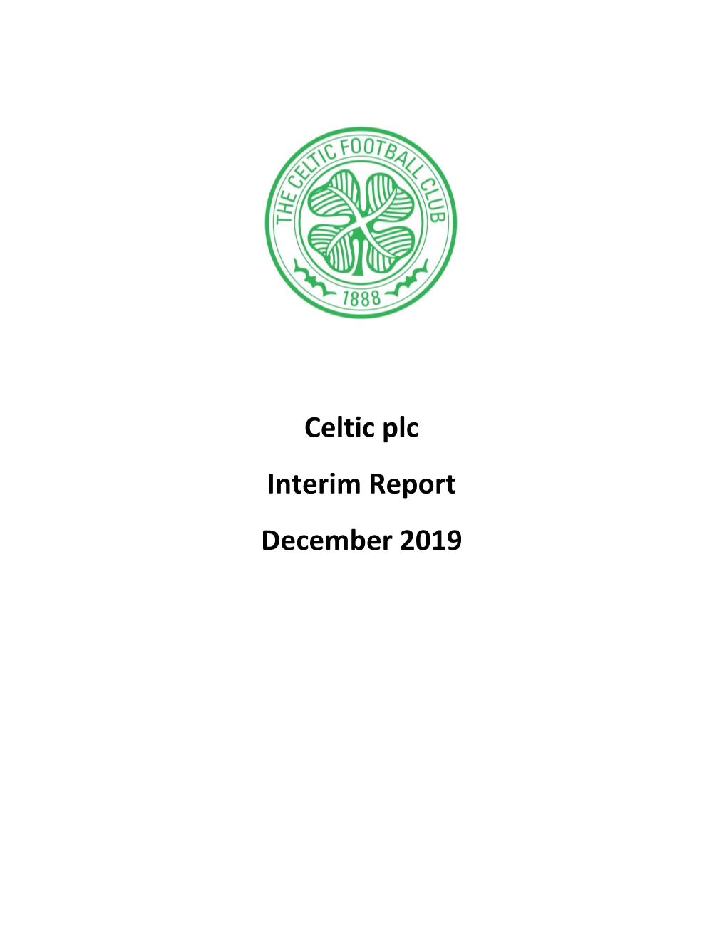Celtic Plc Interim Report December 2019