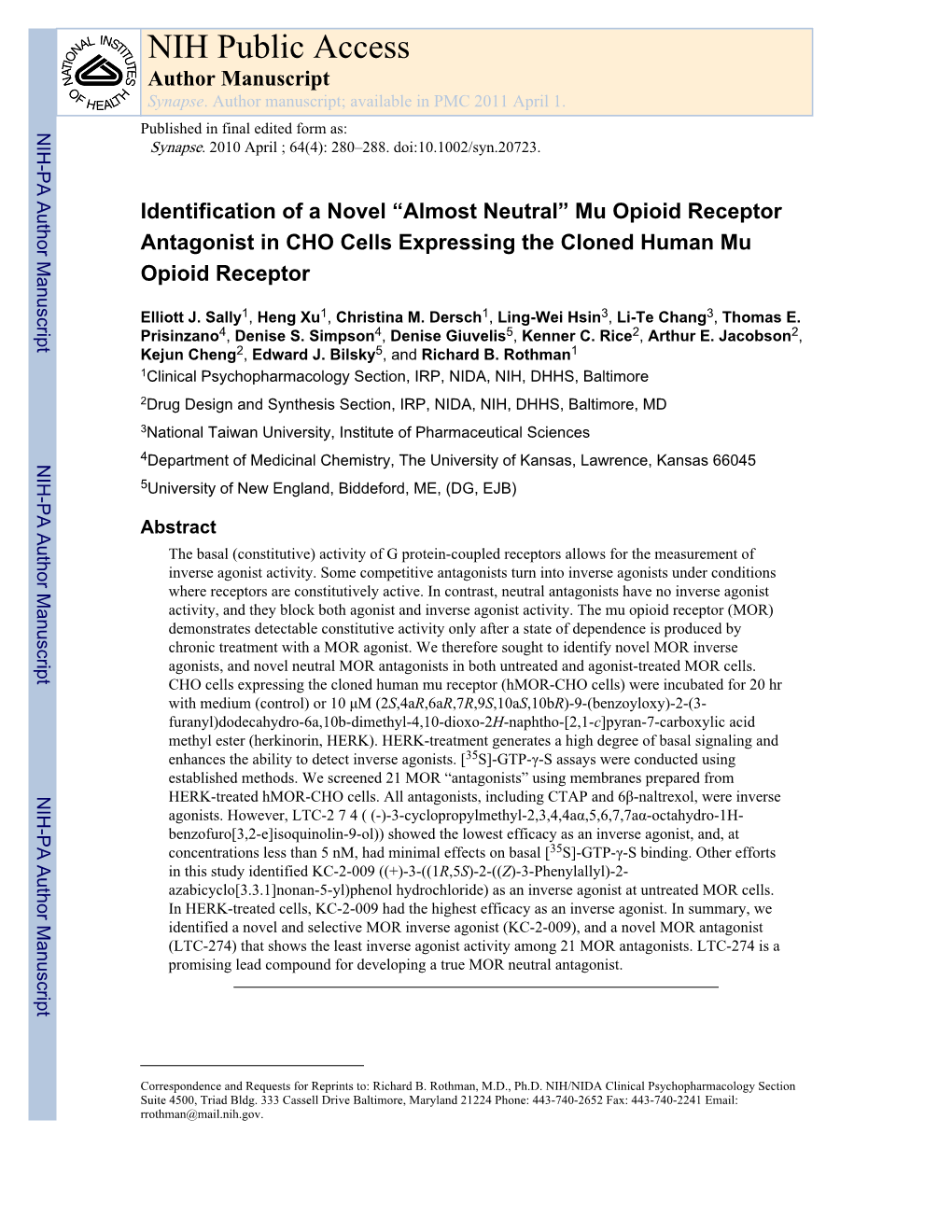 NIH Public Access Author Manuscript Synapse