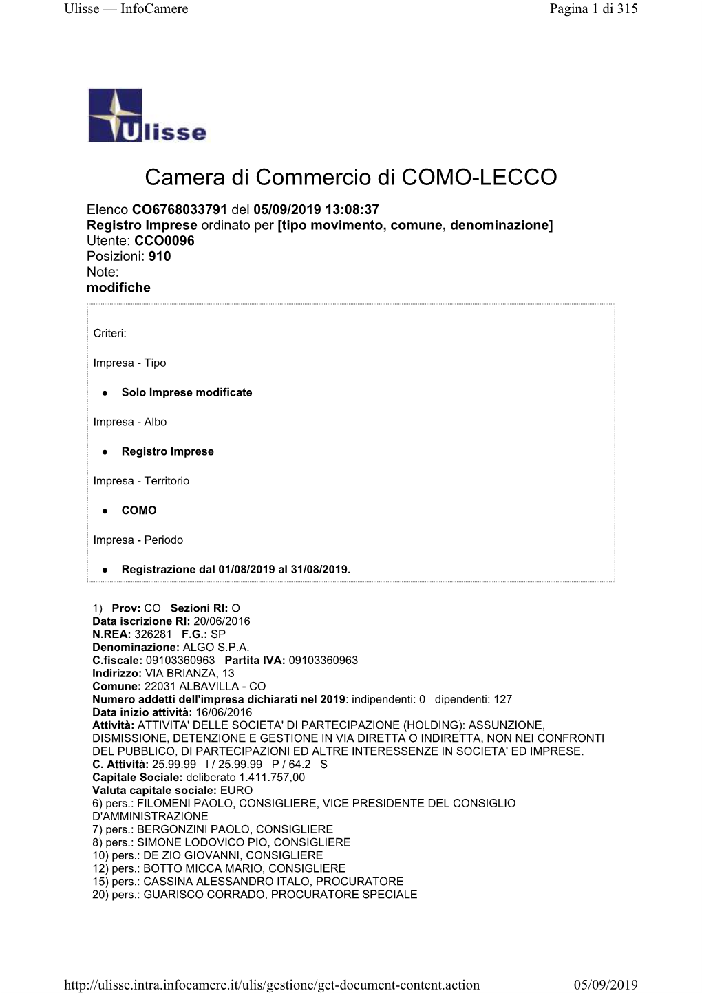 Camera Di Commercio Di COMO-LECCO