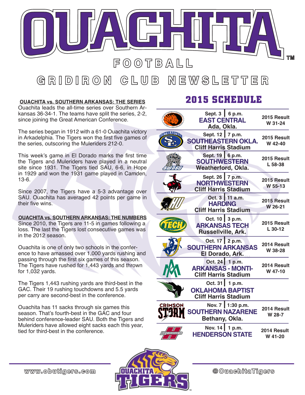 Gridiron Club Newsletter Football