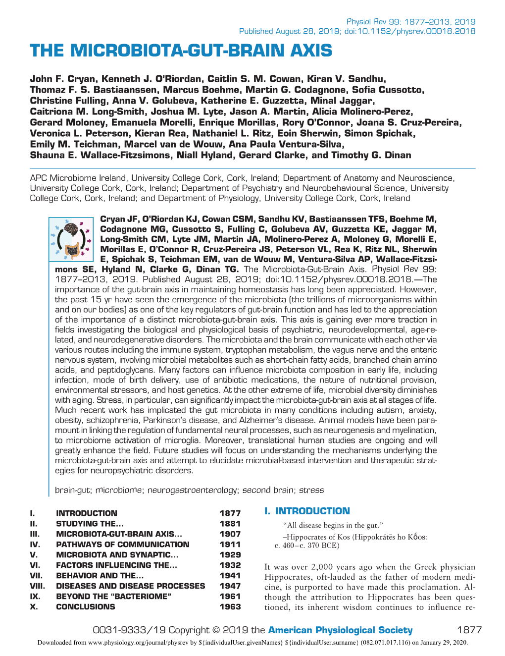 The Microbiota-Gut-Brain Axis