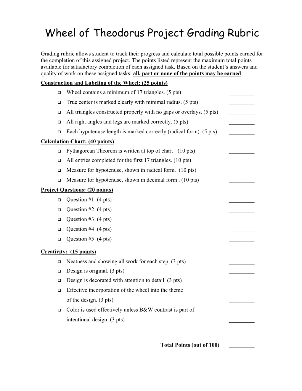 Pythagorean Theorem Project