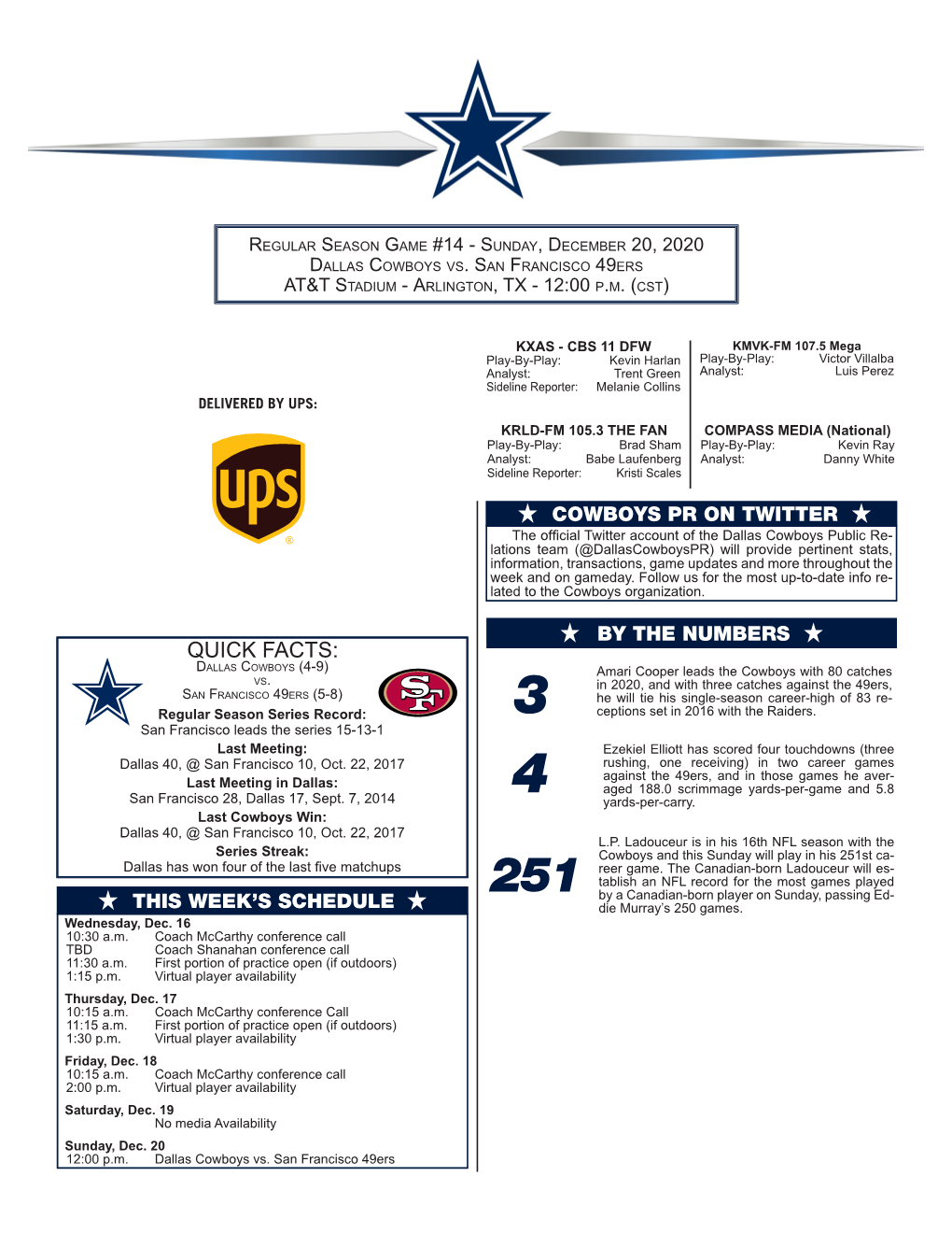 H This Week's Schedule H H Cowboys Pr on Twitter H H