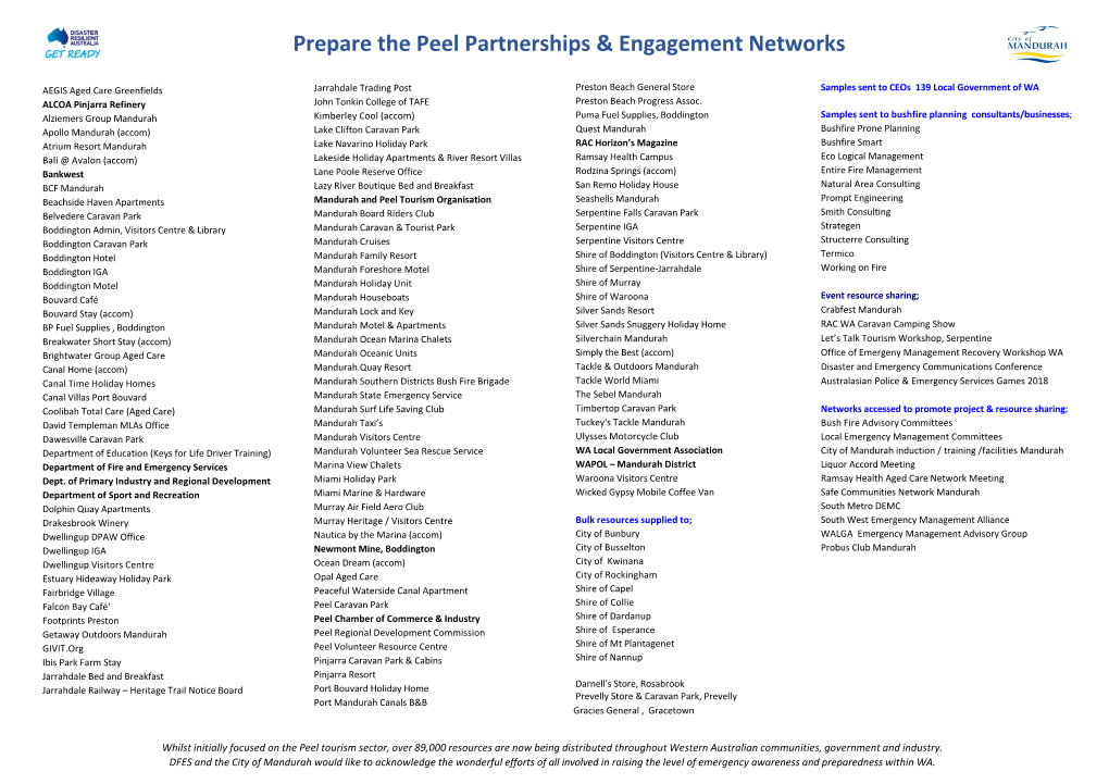 Prepare the Peel Partnerships & Engagement Networks