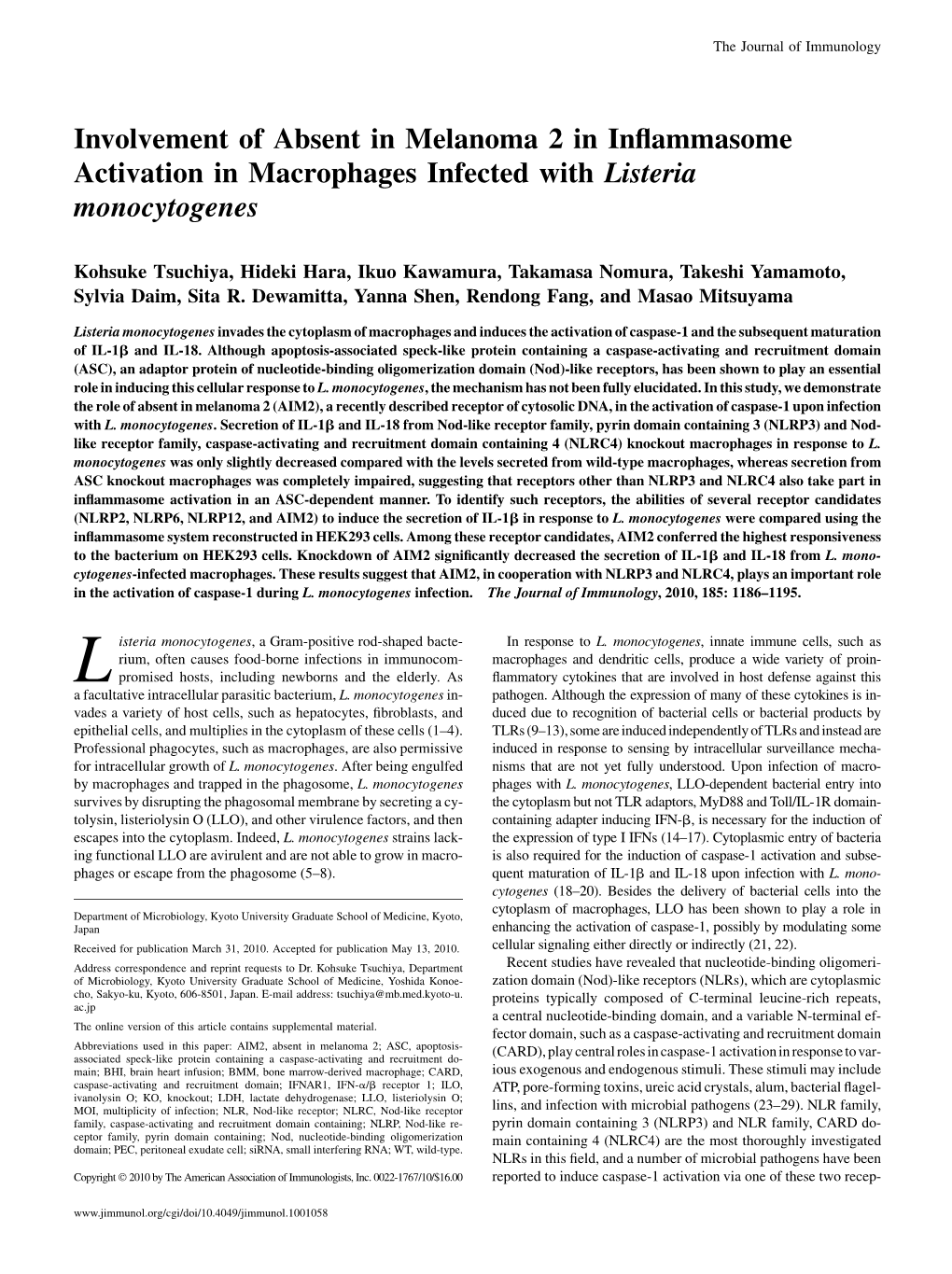 Listeria Monocytogenes Infected with Inflammasome Activation In