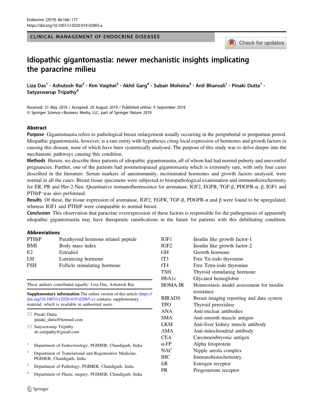 Idiopathic Gigantomastia: Newer Mechanistic Insights Implicating the Paracrine Milieu