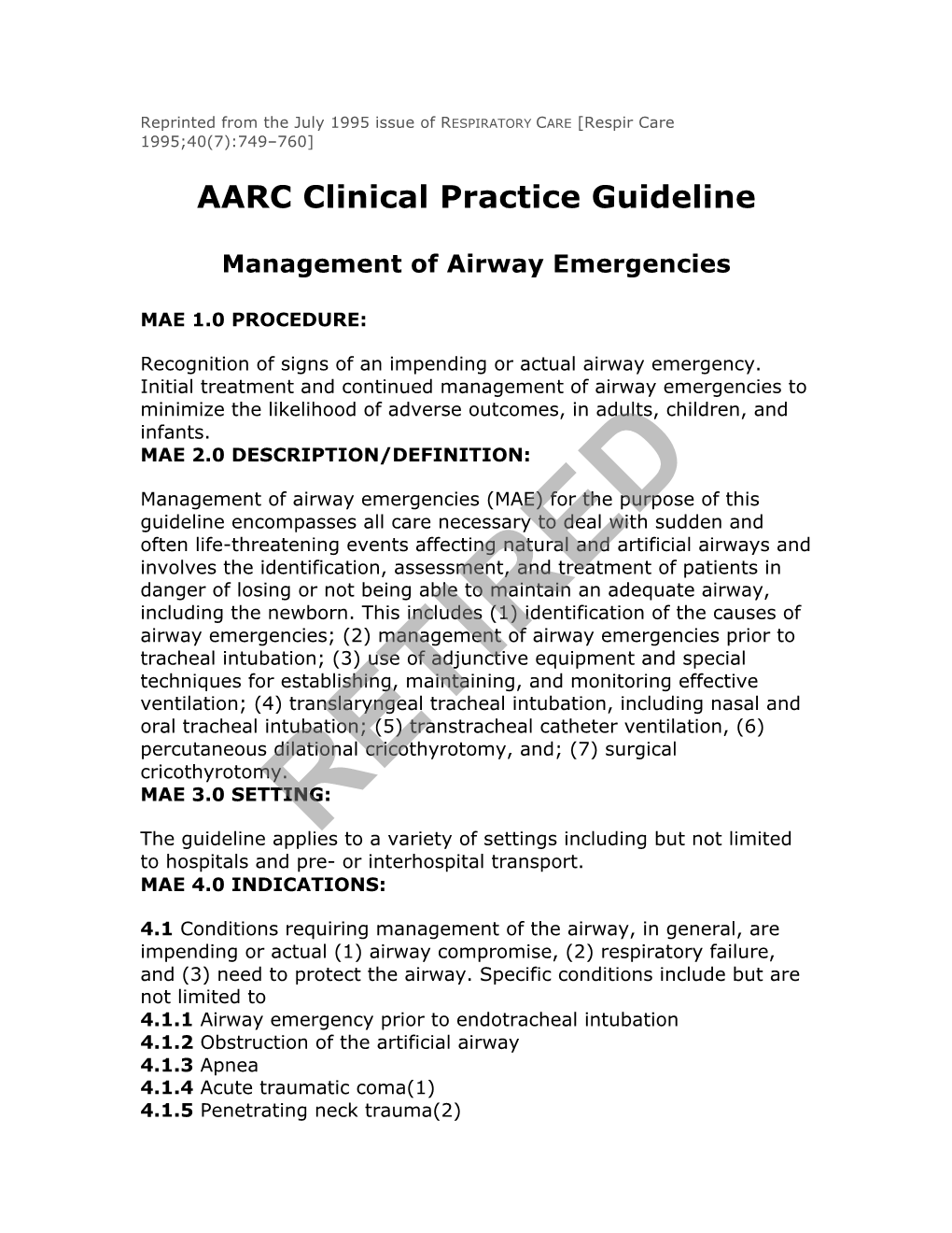 Management of Airway Emergencies (1995)