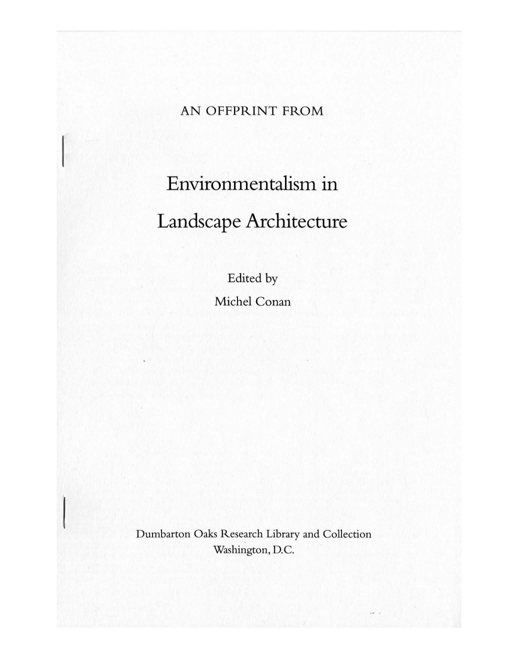 Ian Mcharg, Landscape Architecture, and Environmentalism