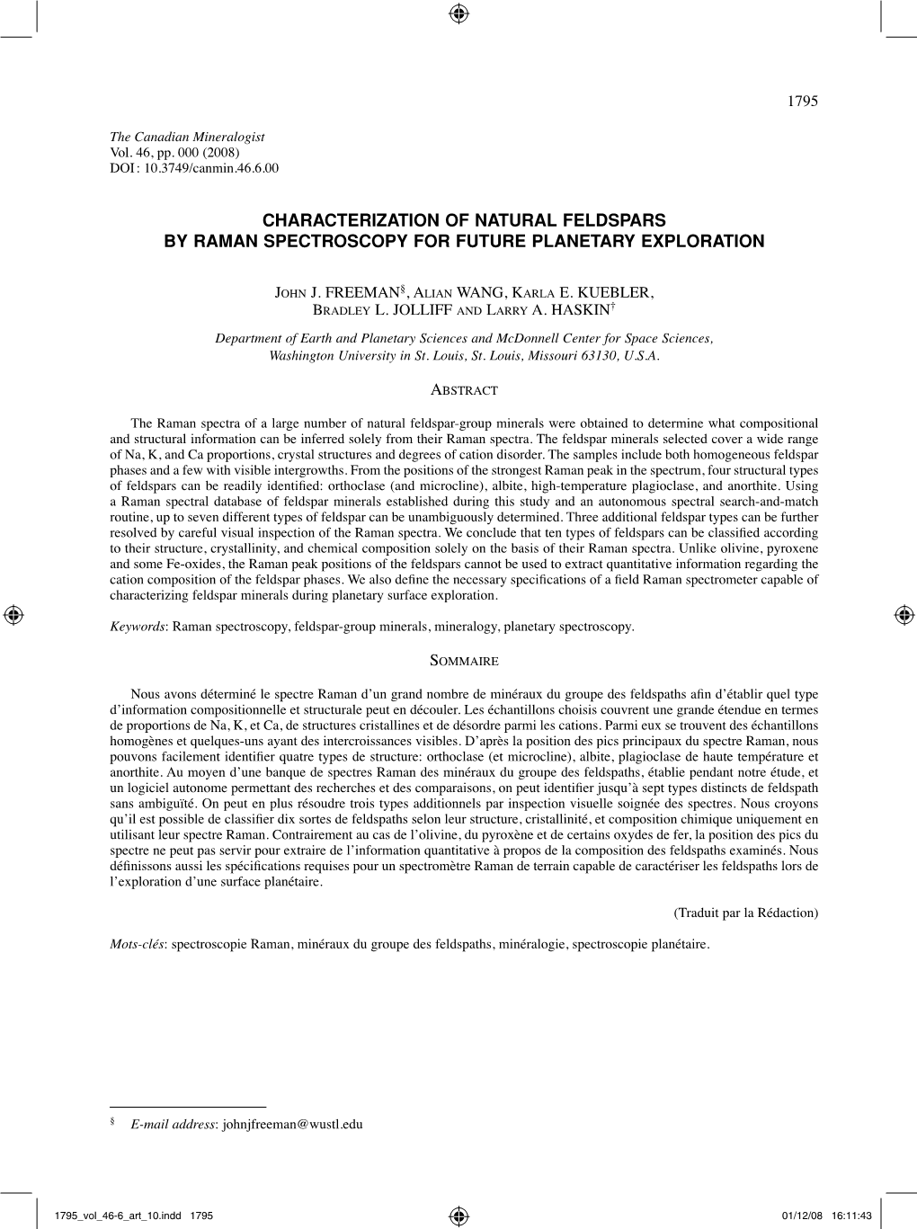 Characterization of Natural Feldspars by Raman Spectroscopy for Future Planetary Exploration