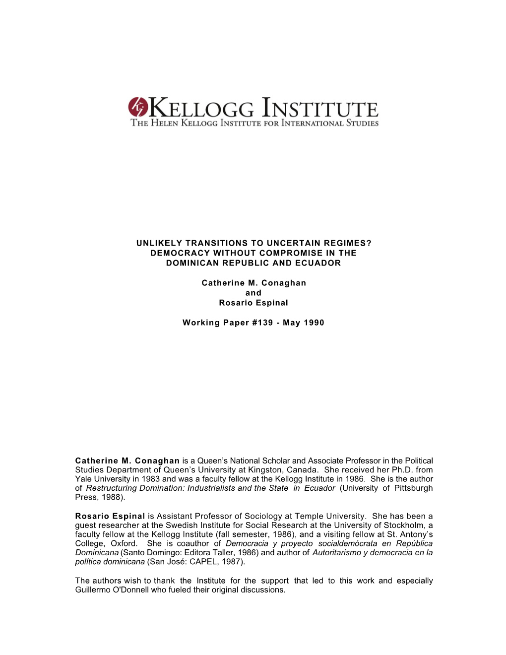 Unlikely Transitions to Uncertain Regimes? Democracy Without Compromise in the Dominican Republic and Ecuador