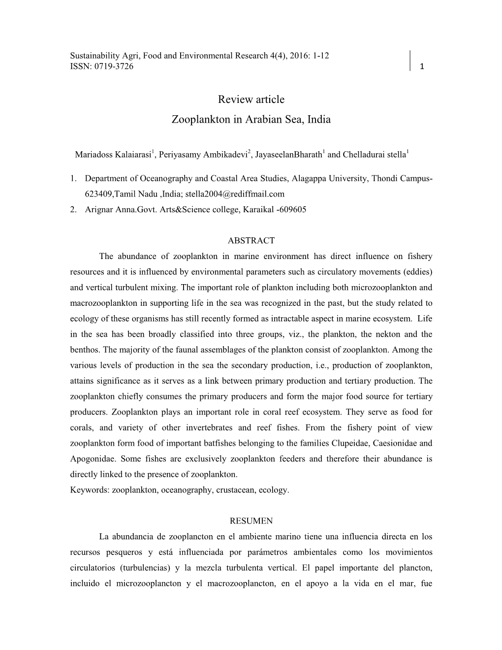 Review Article Zooplankton in Arabian Sea, India