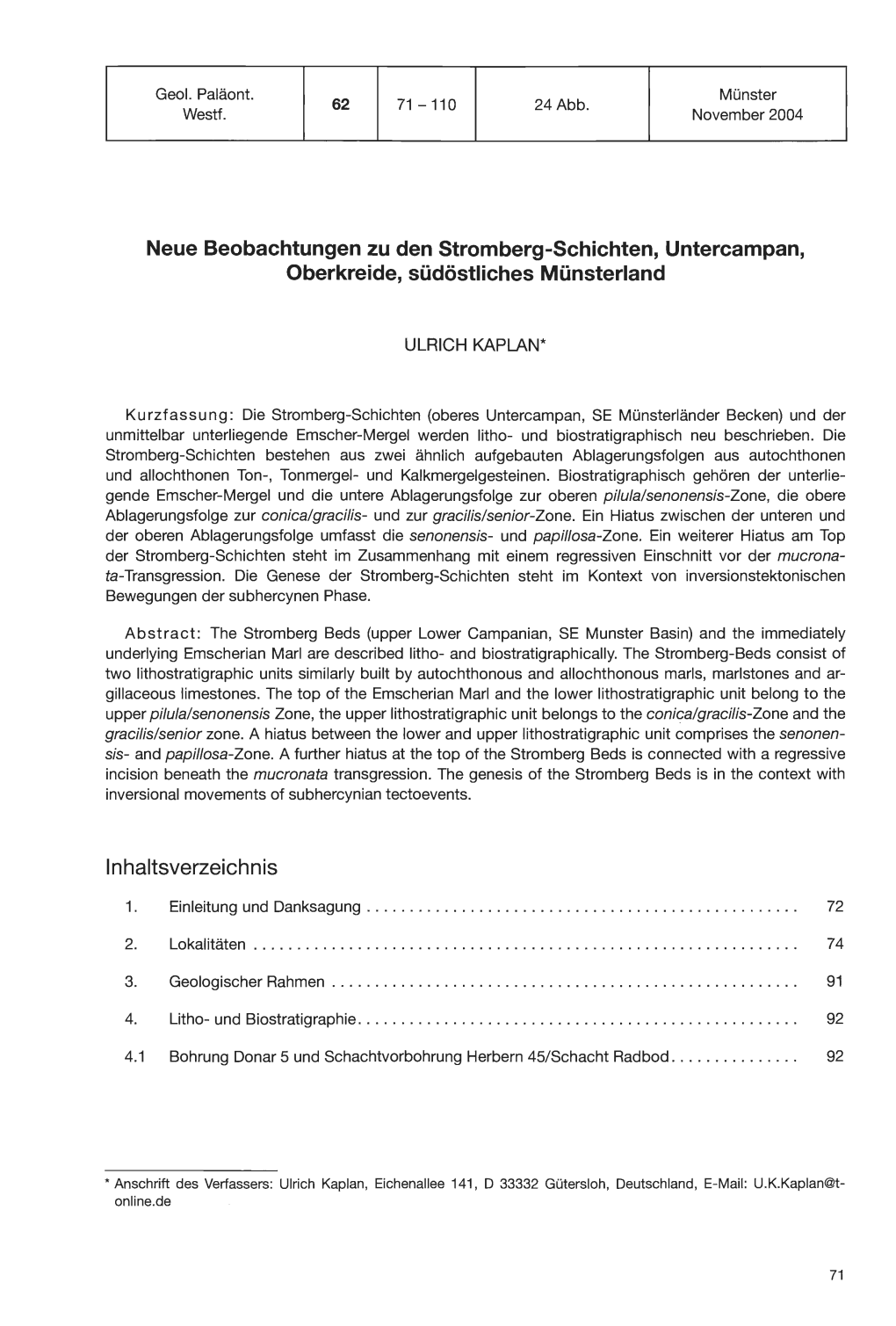 Geologie Und Paläontologie in Westfalen