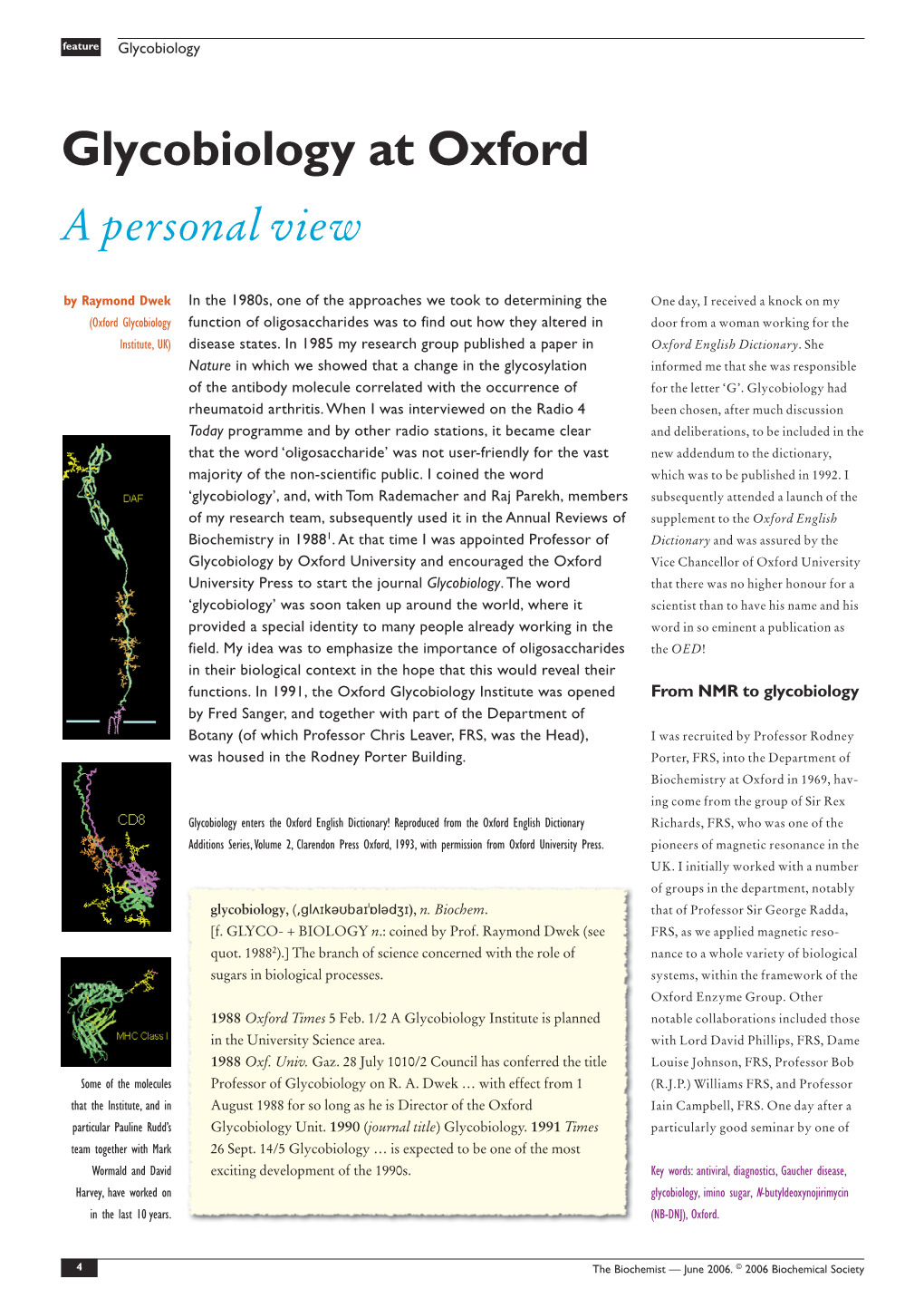 Glycobiology at Oxford a Personal View