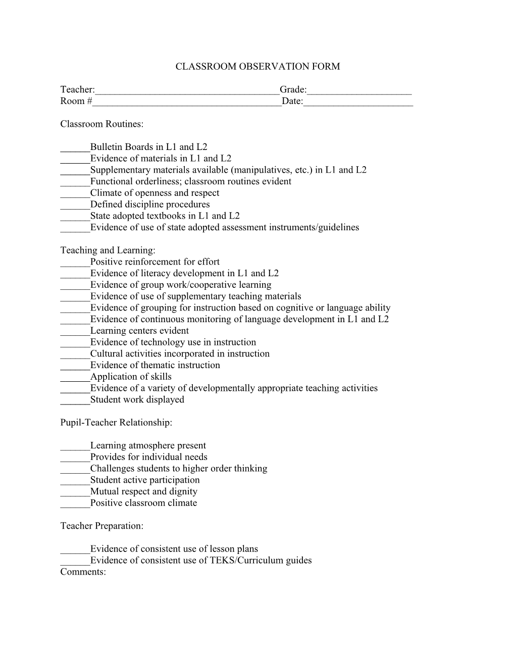 Classroom Observation Form s1