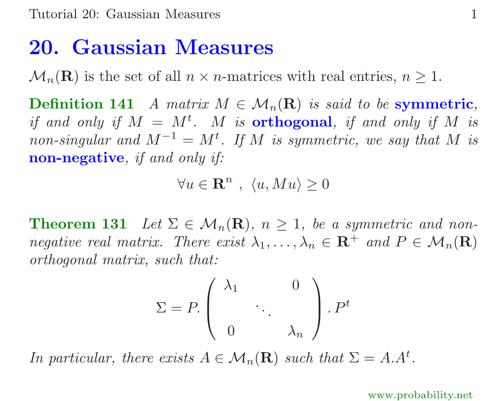 20. Gaussian Measures