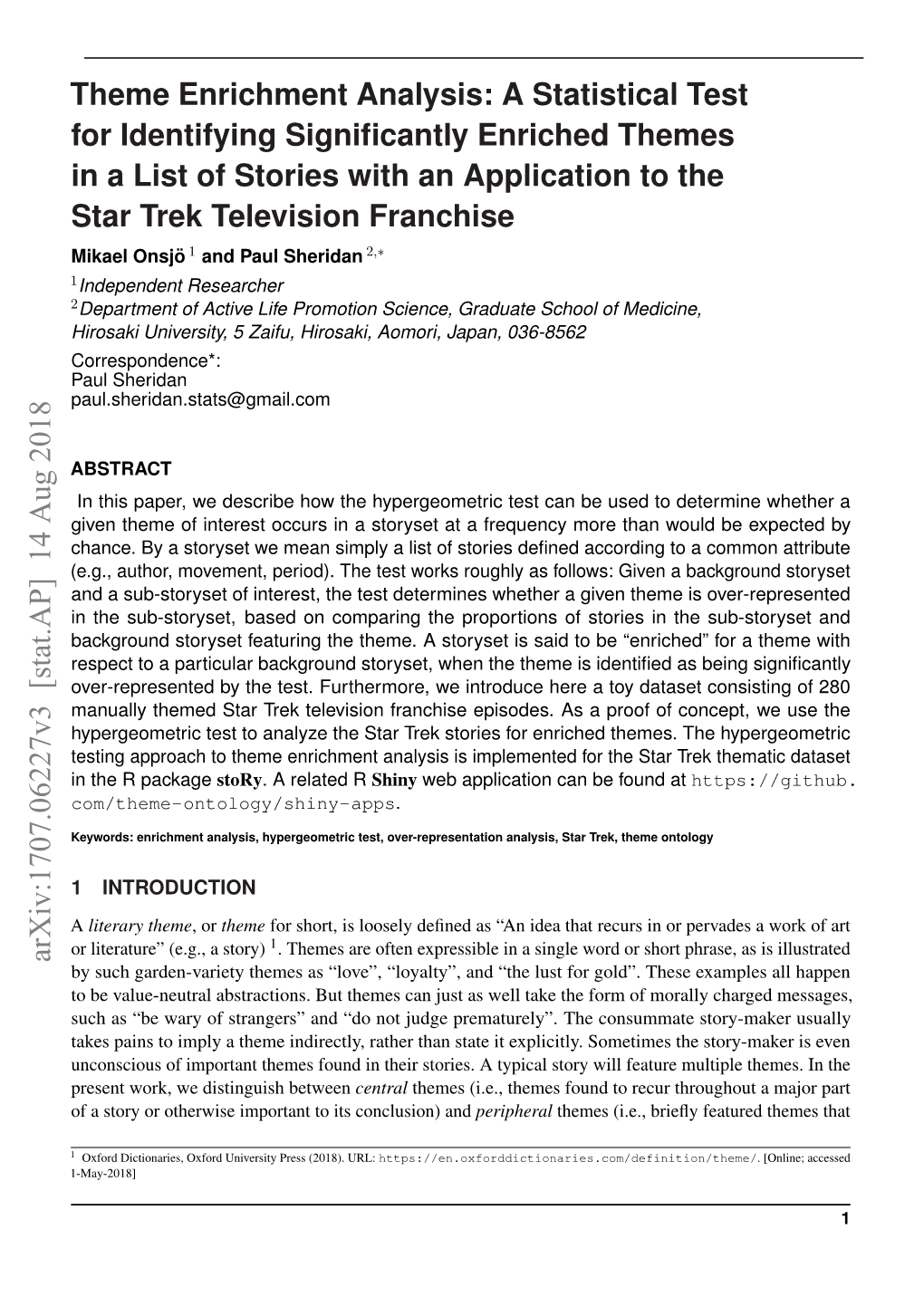 Theme Enrichment Analysis: a Statistical Test for Identifying