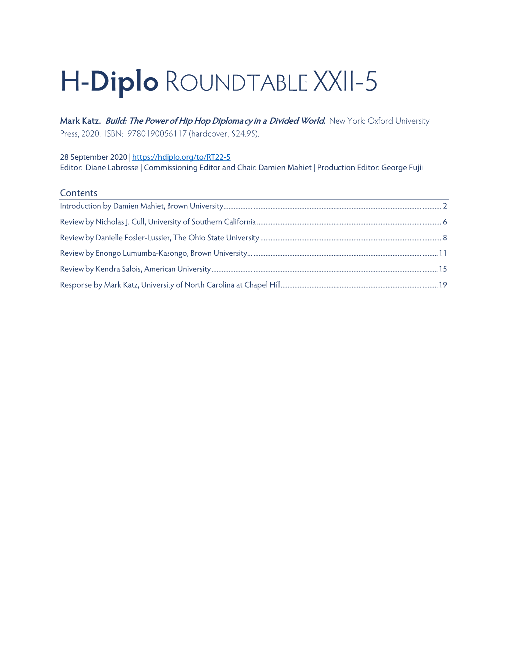 H-Diplo ROUNDTABLE XXII-5