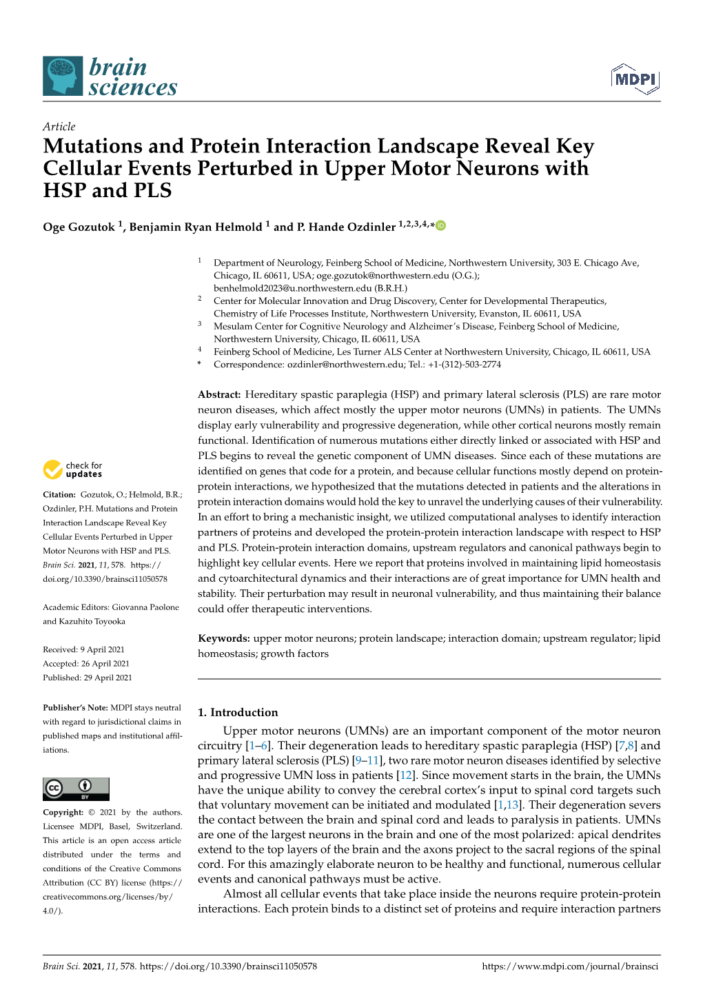 Mutations and Protein Interaction Landscape Reveal Key Cellular Events Perturbed in Upper Motor Neurons with HSP and PLS