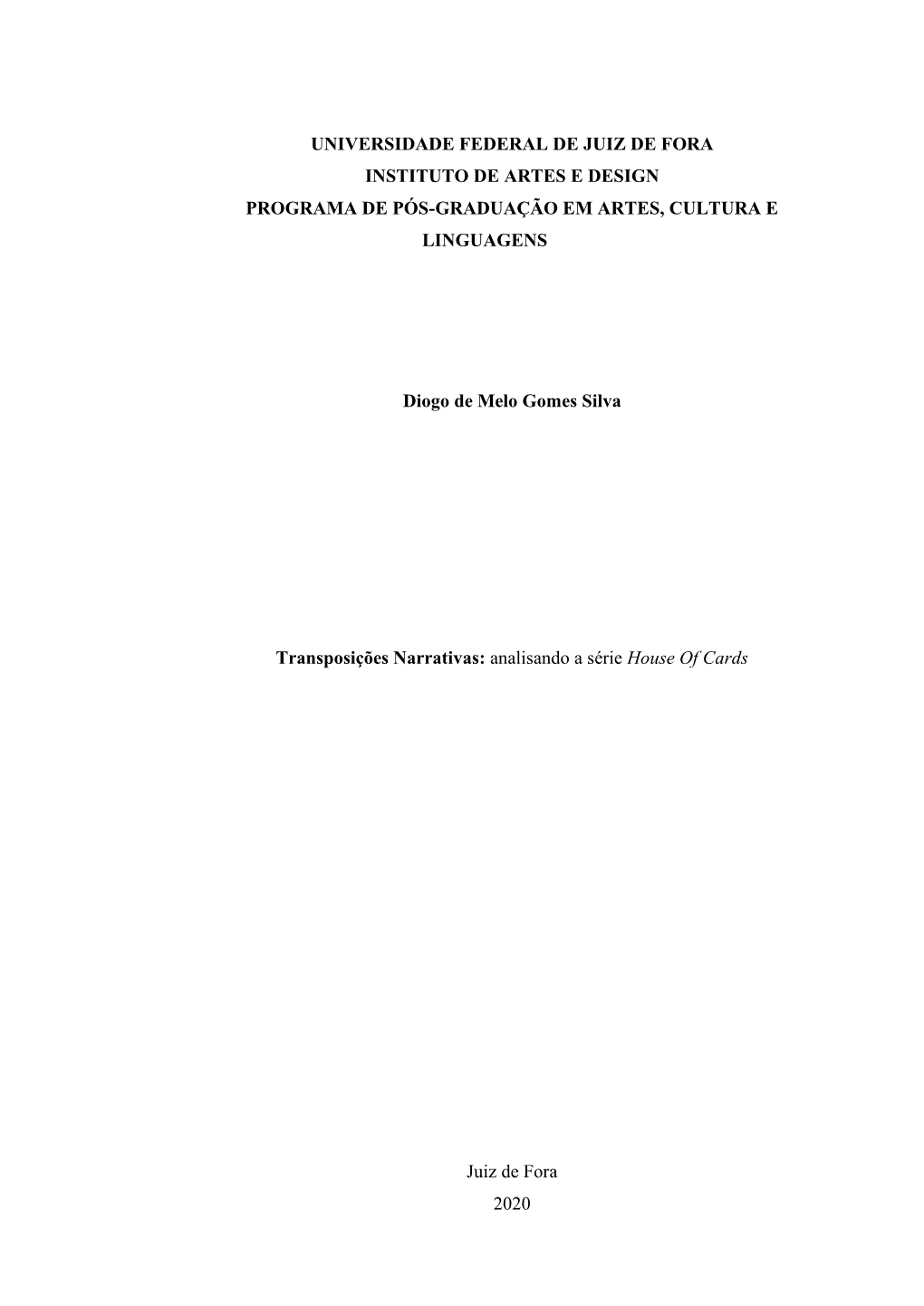 Transposições Narrativas: Analisando a Série House of Cards