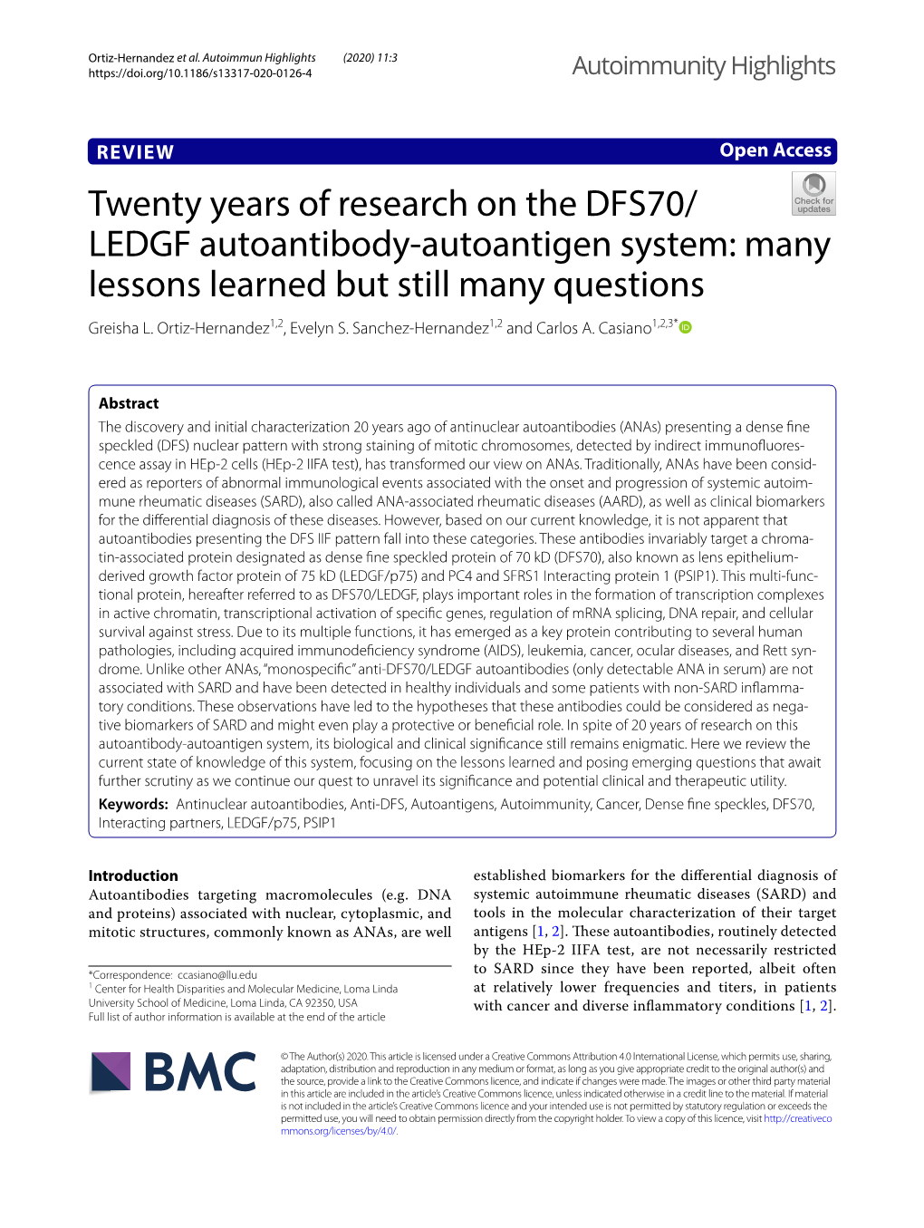 Twenty Years of Research on the DFS70/LEDGF Autoantibody