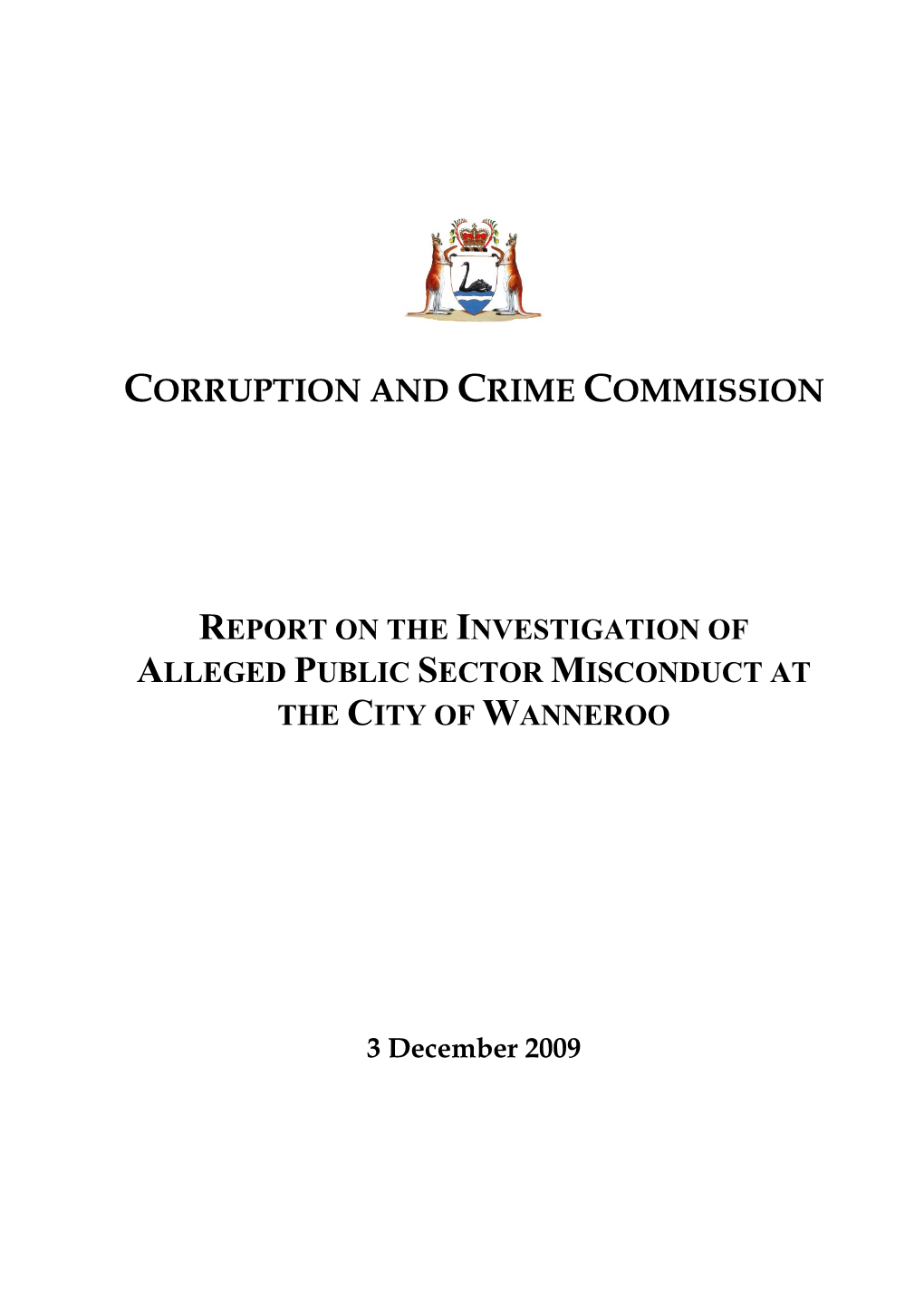 Report on the Investigation of Alleged Public Sector Misconduct at the City of Wanneroo.Pdf