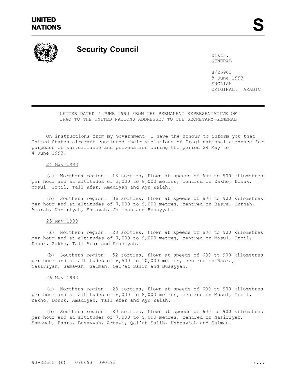 Security Council Distr