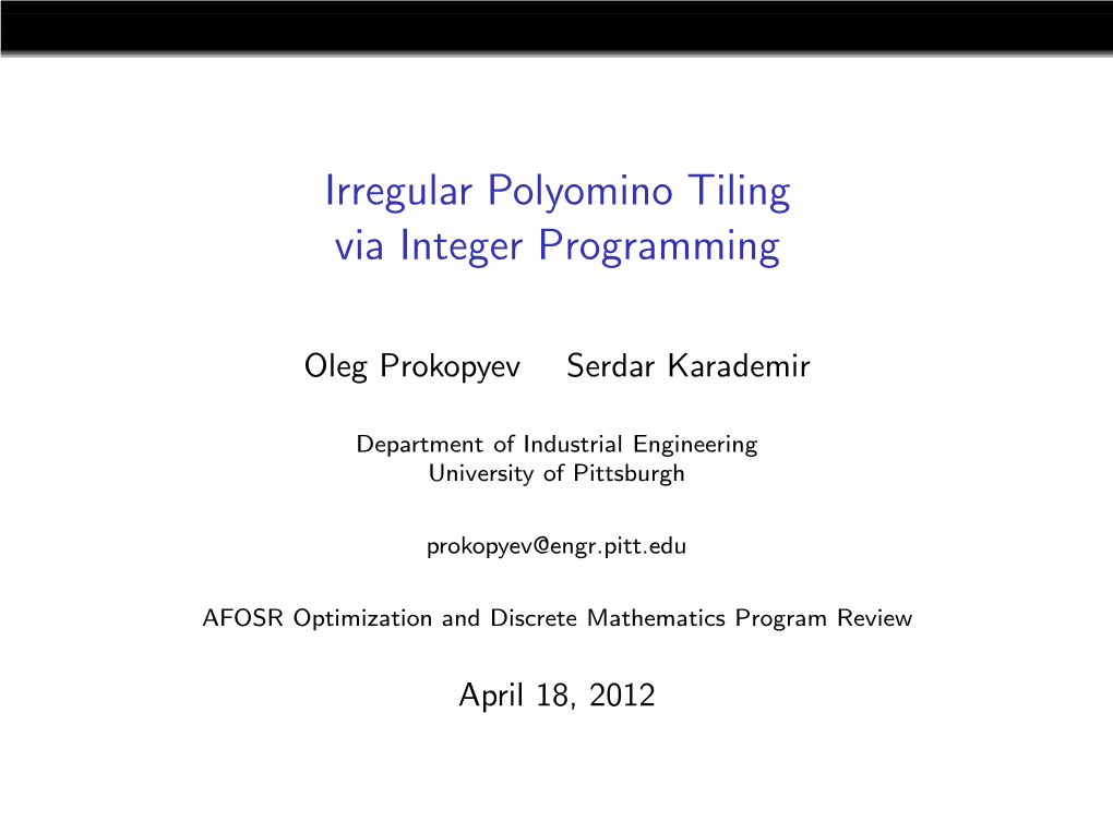 Irregular Polyomino Tiling Via Integer Programming