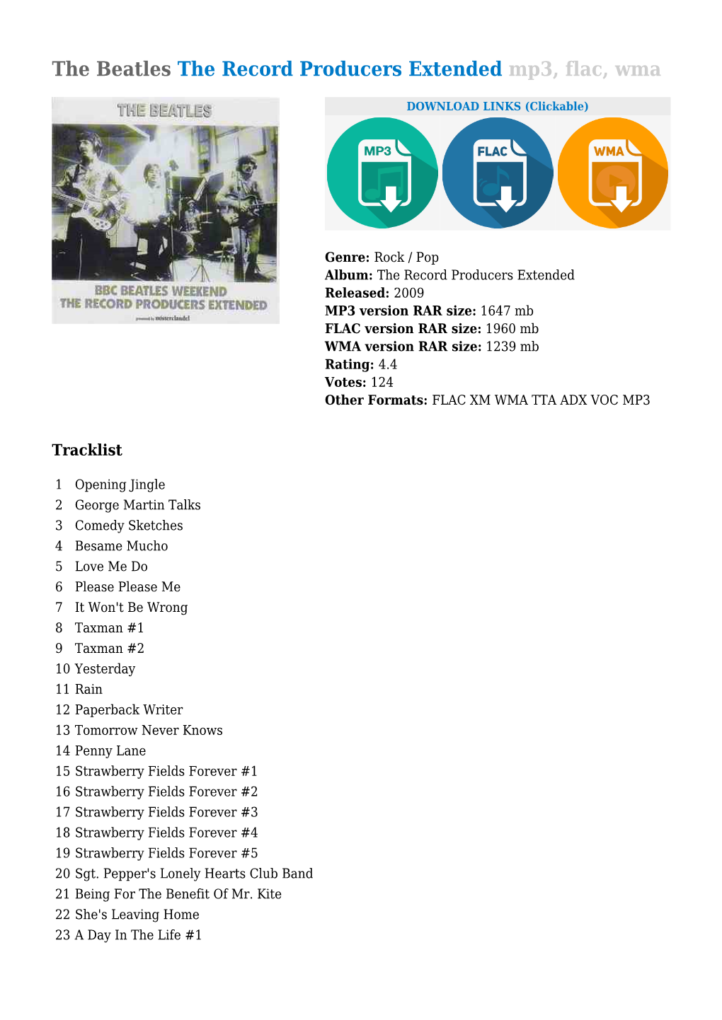 The Beatles the Record Producers Extended Mp3, Flac, Wma