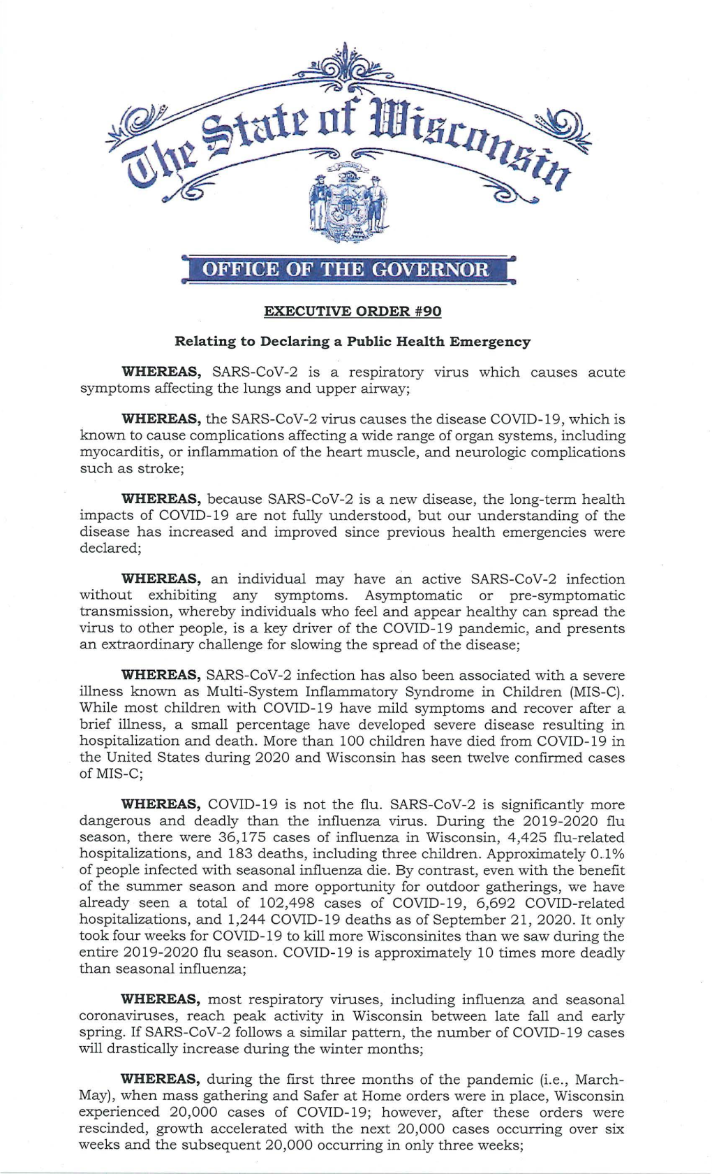 Governor Evers Executive Order