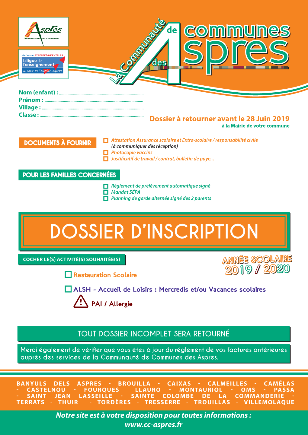 Dossier D'inscription