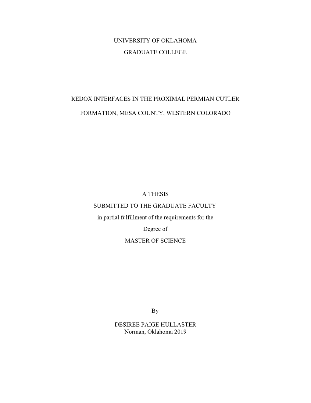 University of Oklahoma Graduate College Redox