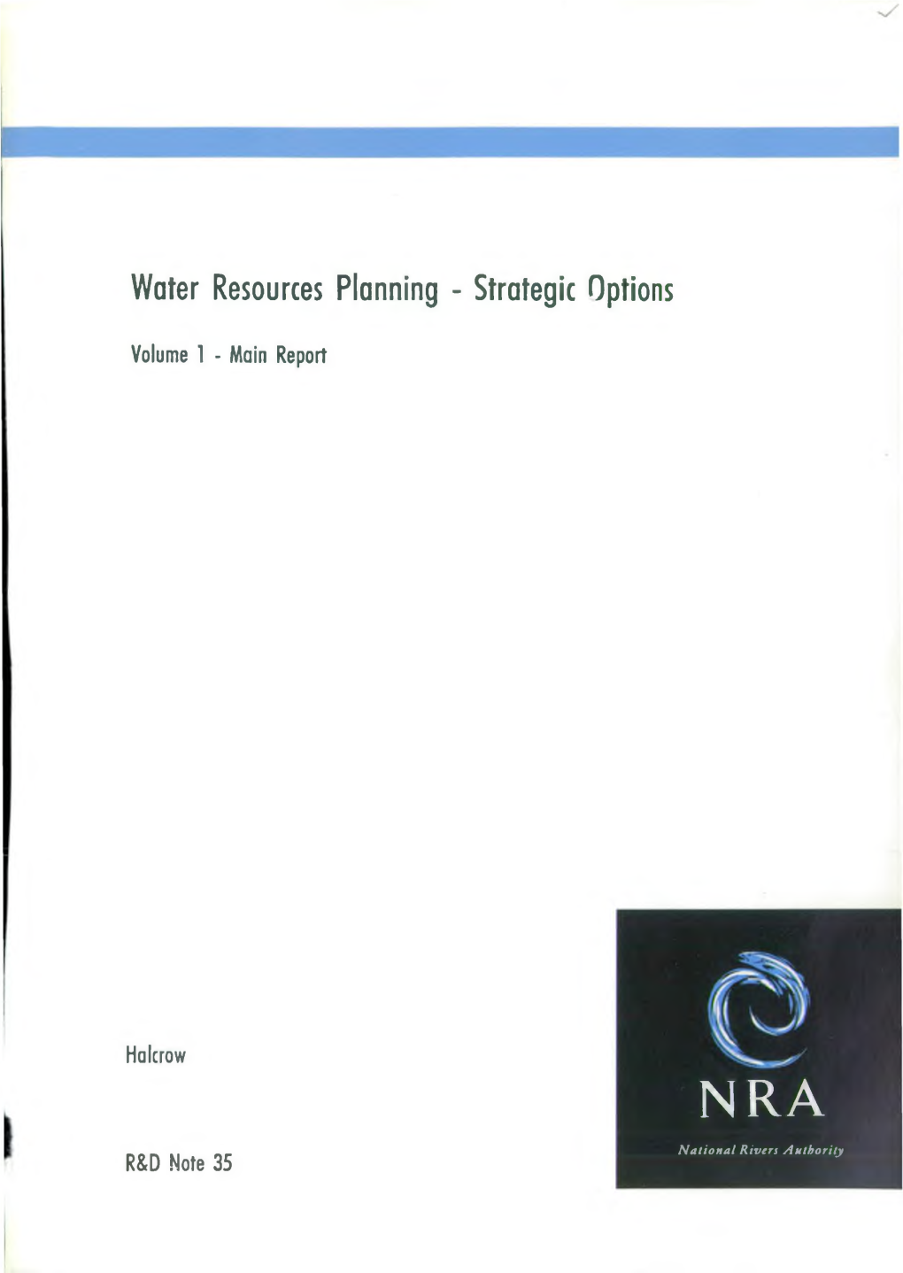 Water Resources Planning - Strategic Options