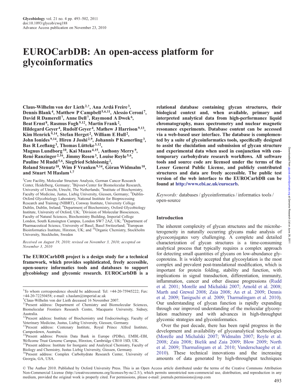 An Open-Access Platform for Glycoinformatics