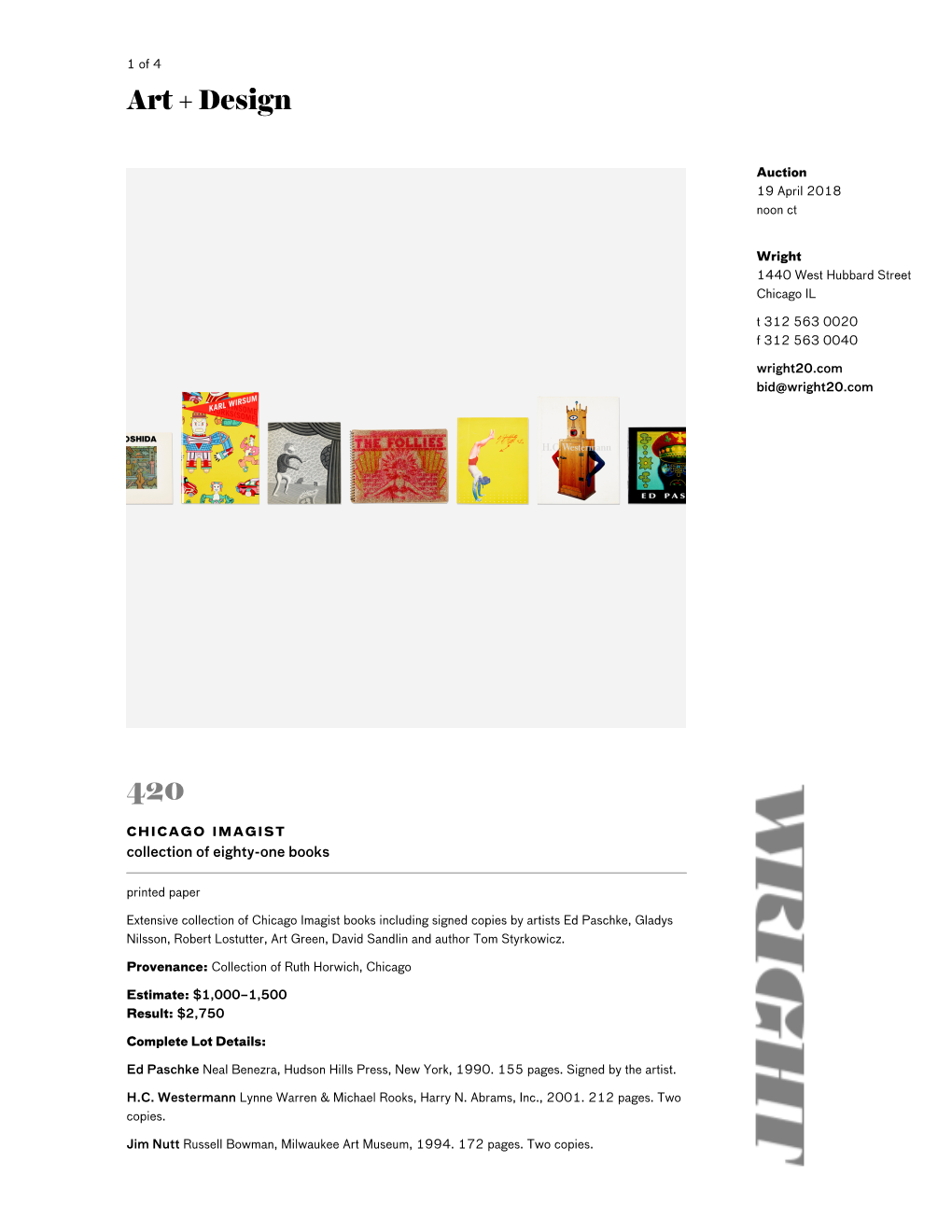 420: Chicago Imagist, Collection of Eighty-One Books < Art + Design, 19