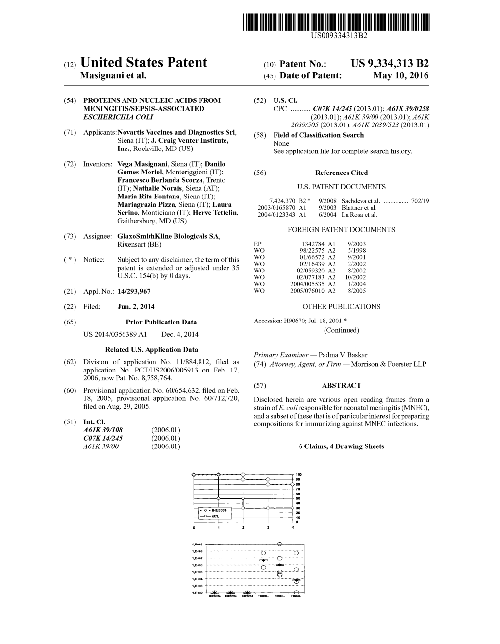 (12) United States Patent (10) Patent No.: US 9,334.313 B2 Masignani Et Al