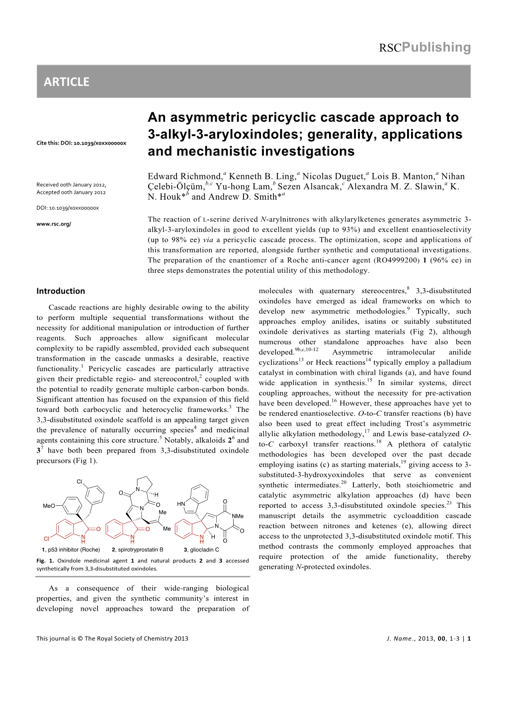 Rscpublishing ARTICLE an Asymmetric Pericyclic Cascade