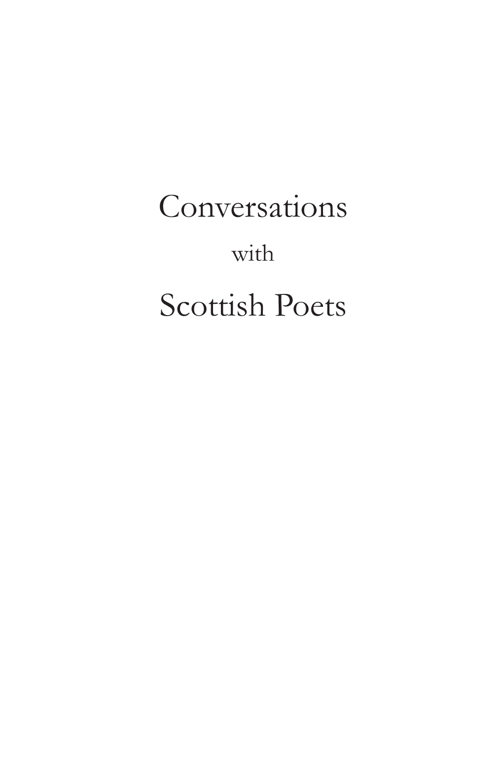 Conversations Scottish Poets