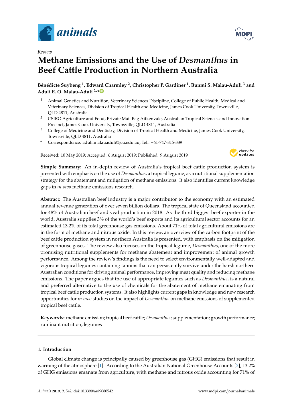 Methane Emissions and the Use of Desmanthus in Beef Cattle Production in Northern Australia