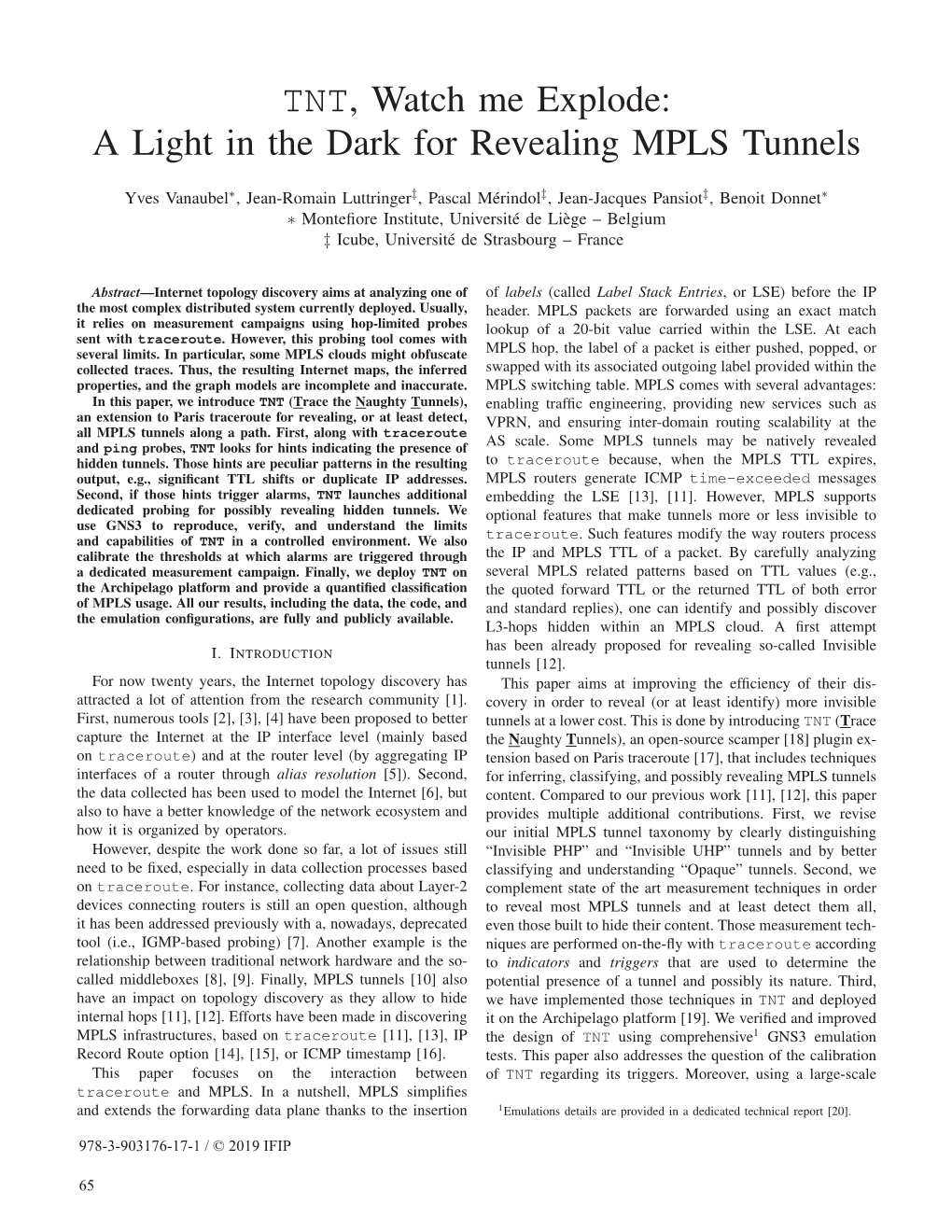 A Light in the Dark for Revealing MPLS Tunnels (Best Paper Award)