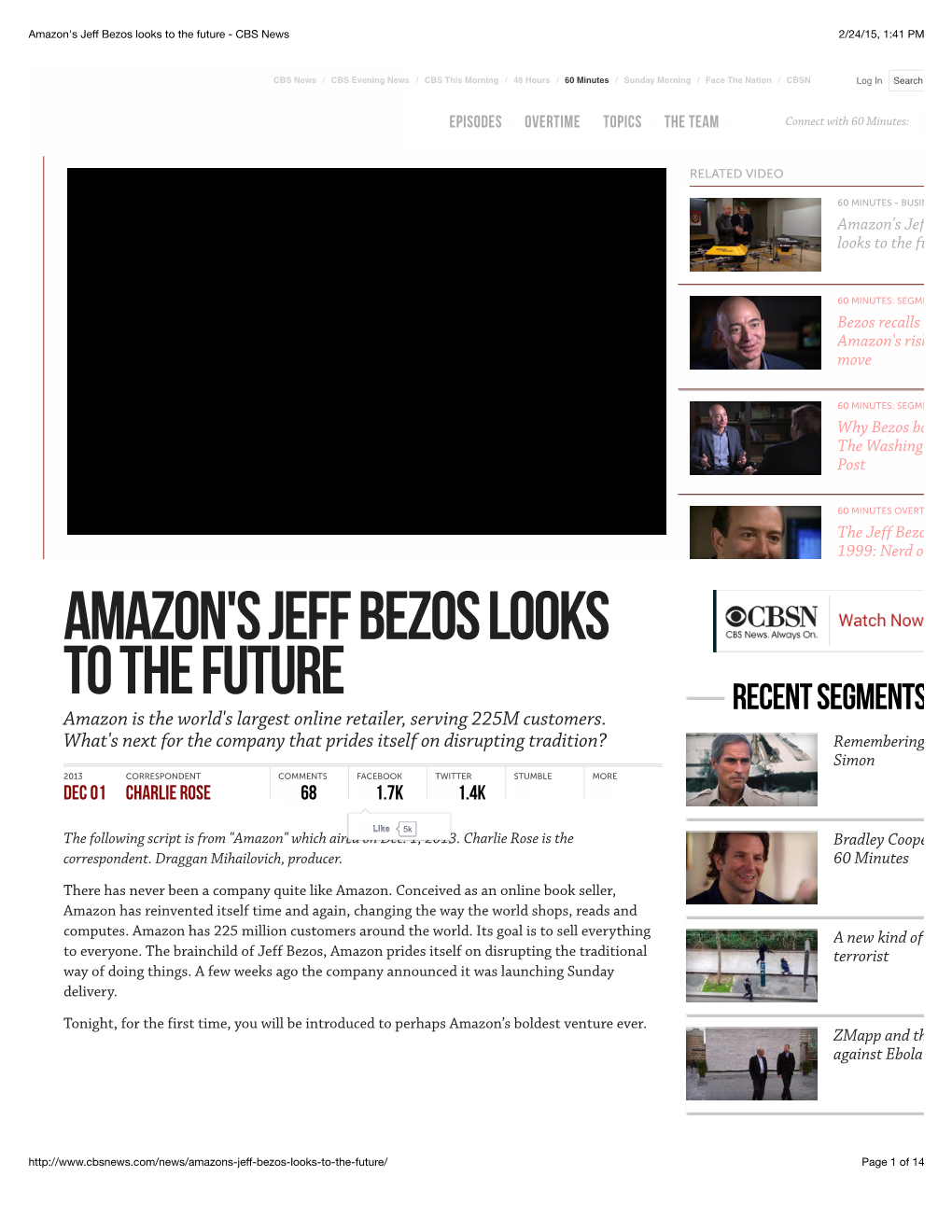 Amazon's Jeff Bezos Looks to the Future