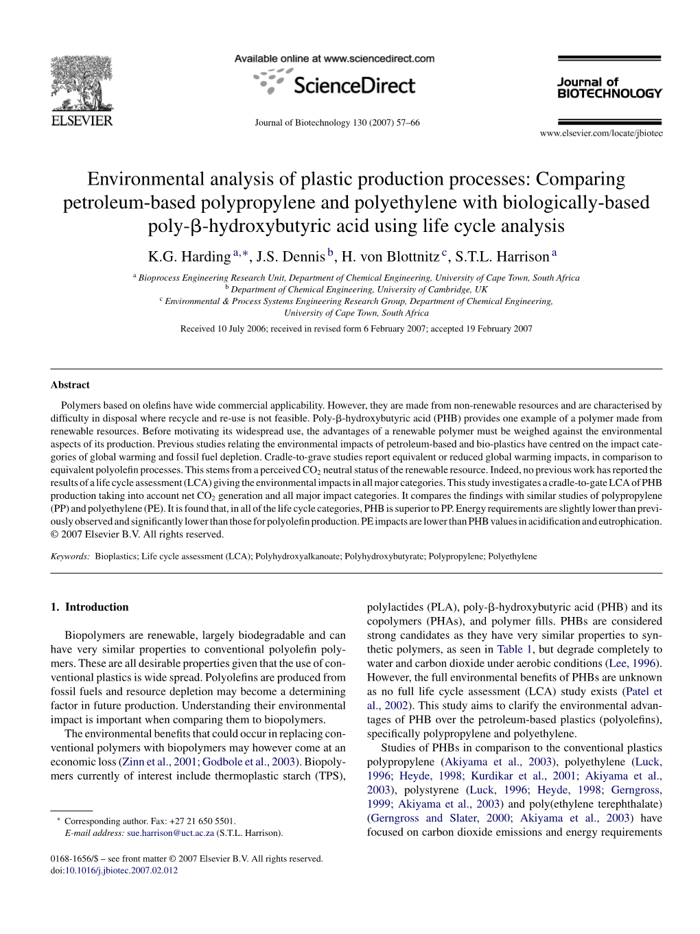 Environmental Analysis of Plastic Production Processes: Comparing