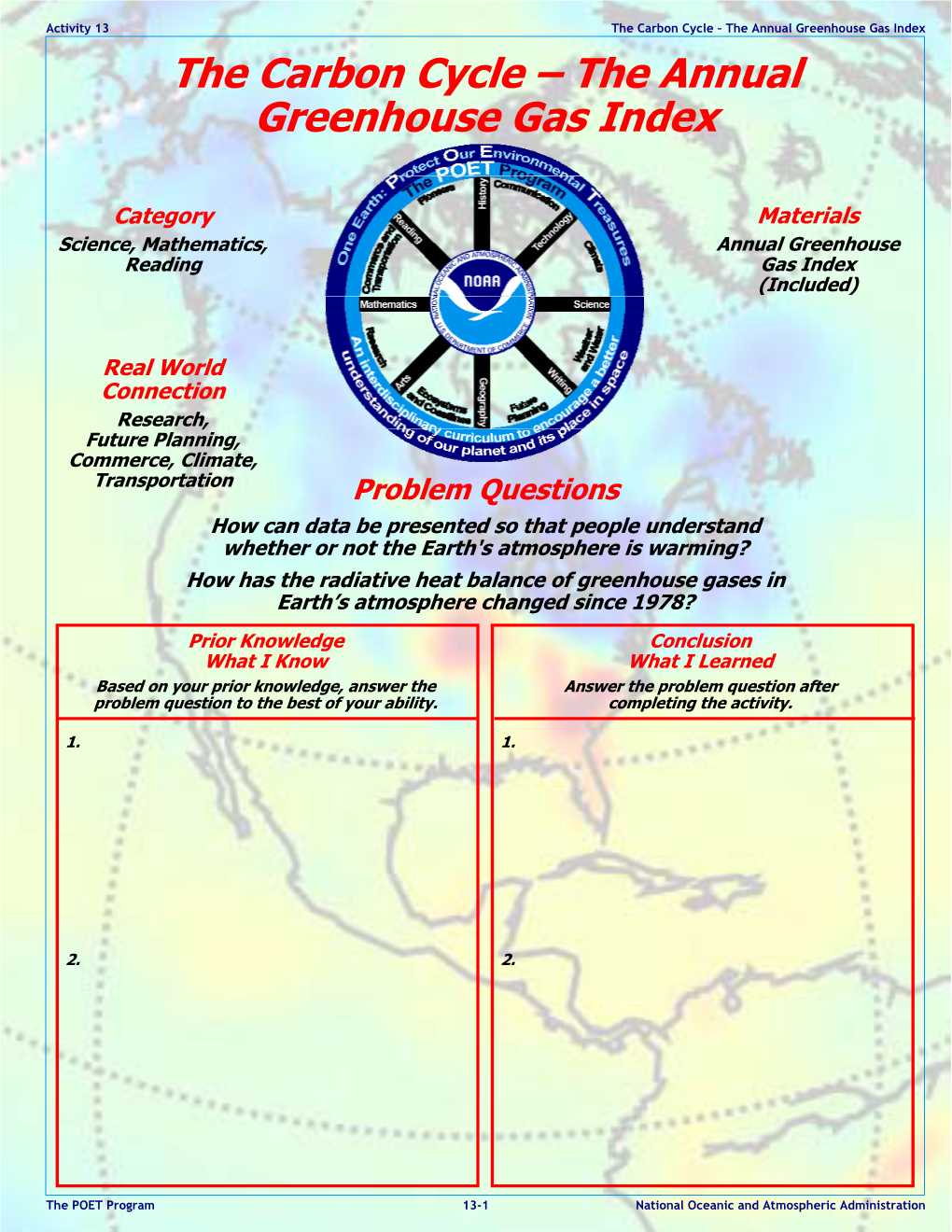 The Carbon Cycle – the Annual Greenhouse Gas Index the Carbon Cycle – the Annual Greenhouse Gas Index