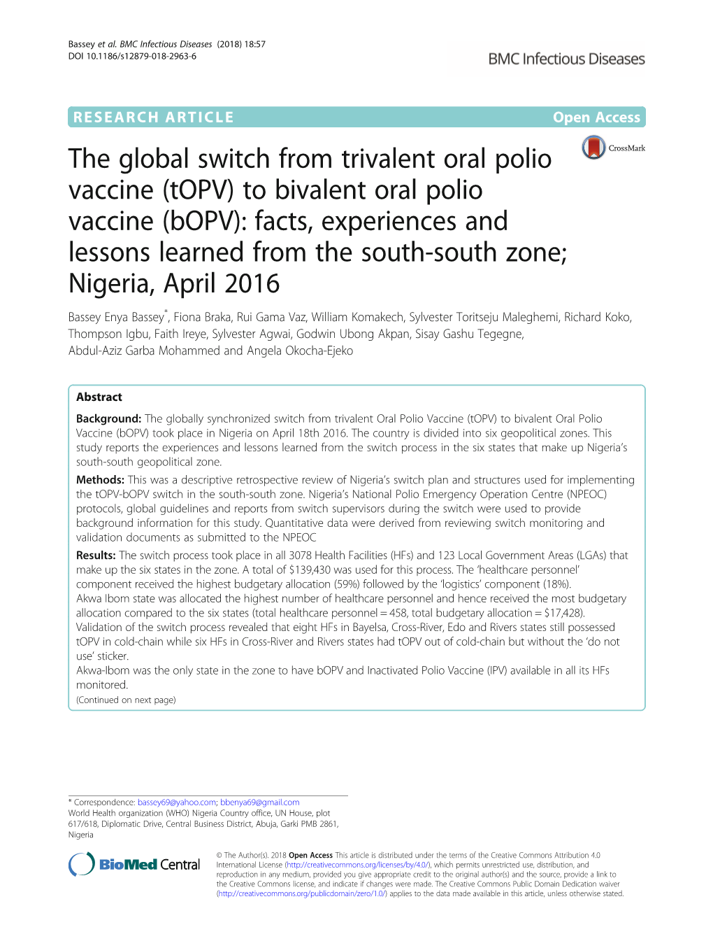 Topv) to Bivalent Oral Polio Vaccine (Bopv