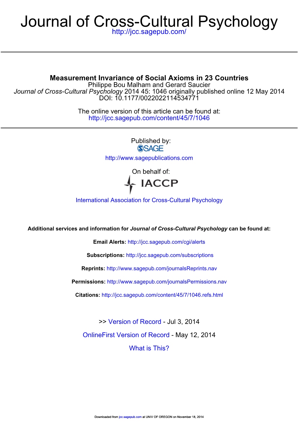 Measurement Invariance of Social Axioms in 23 Countries