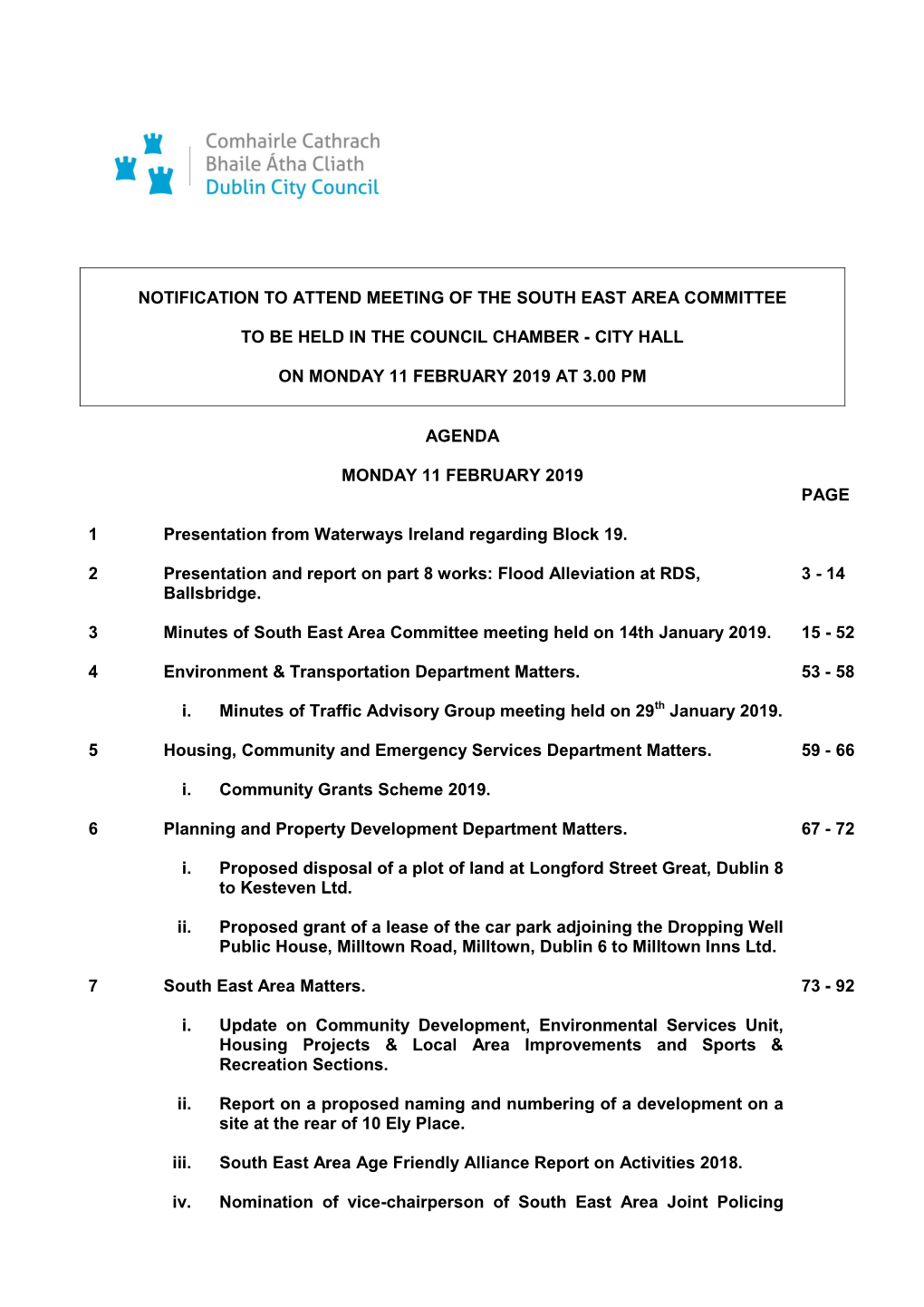 (Public Pack)Agenda Document for South East Area Committee, 11/02