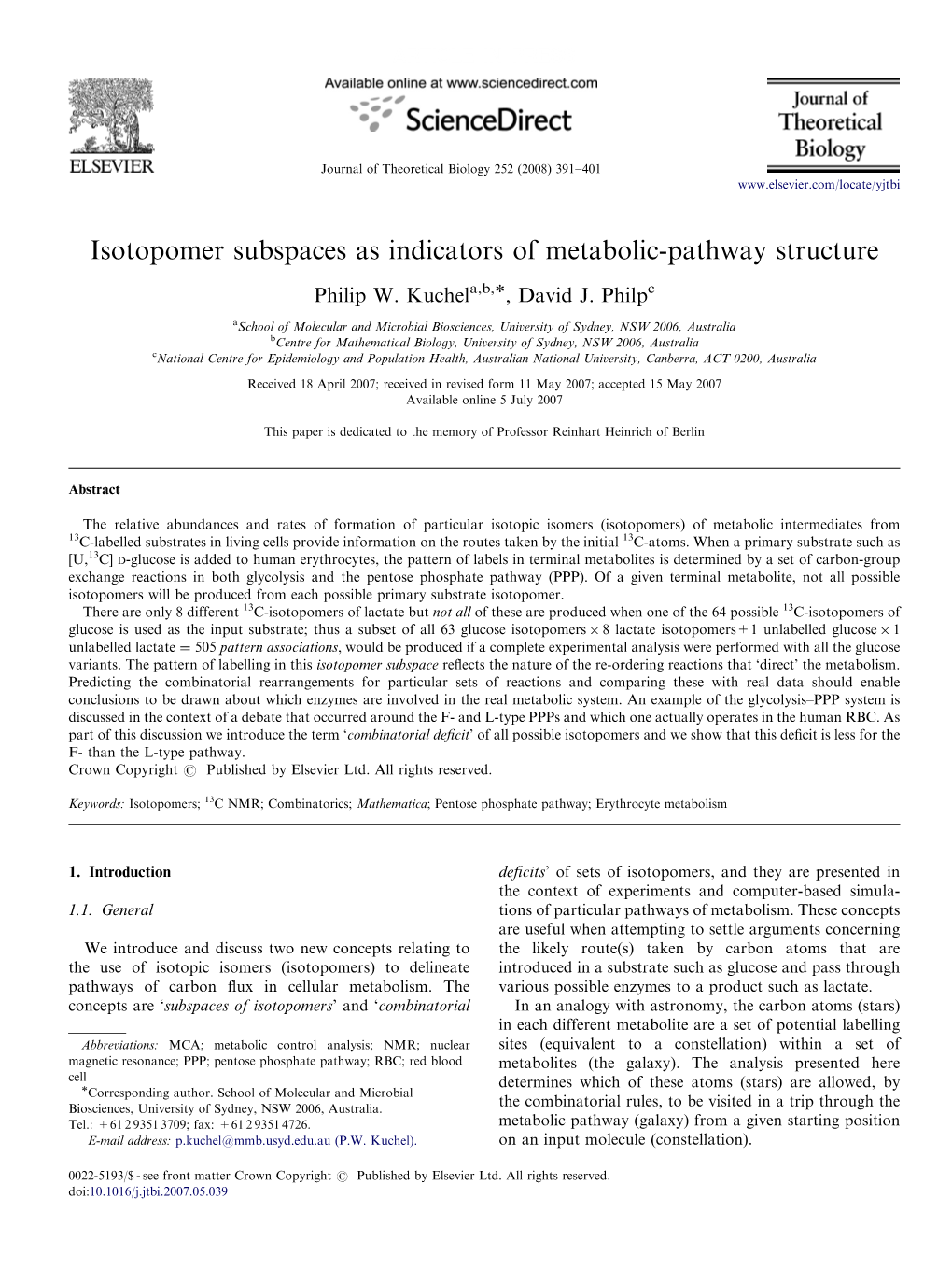 Isotopomer Subspaces As Indicators of Metabolic-Pathway Structure