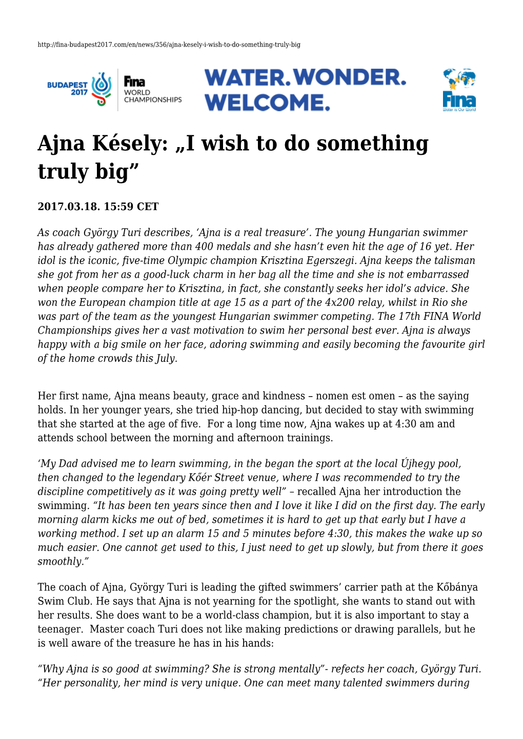 Ajna Késely: „I Wish to Do Something Truly Big”